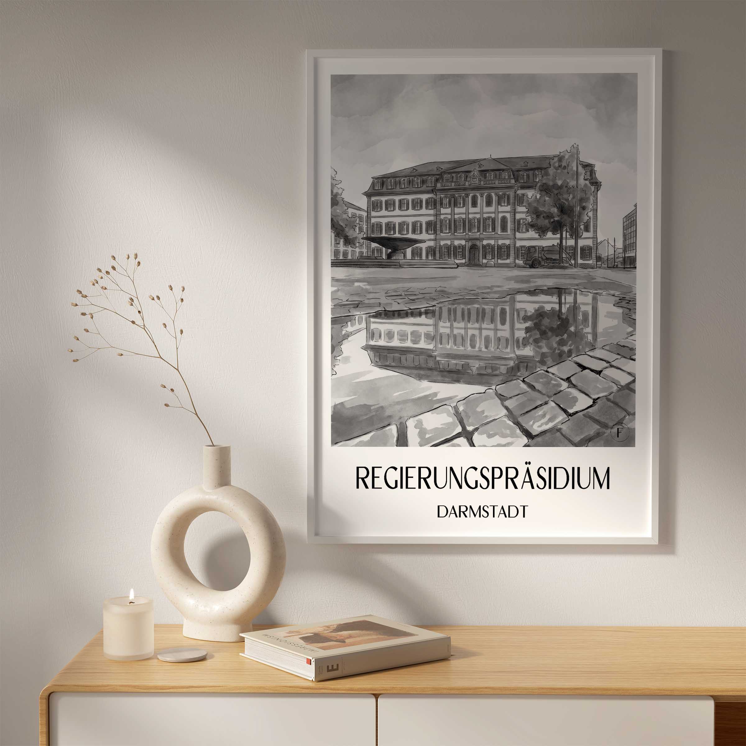 regierungspräsidium-darmstadt-deutschland-poster-aquarell-schwarz-weiss
