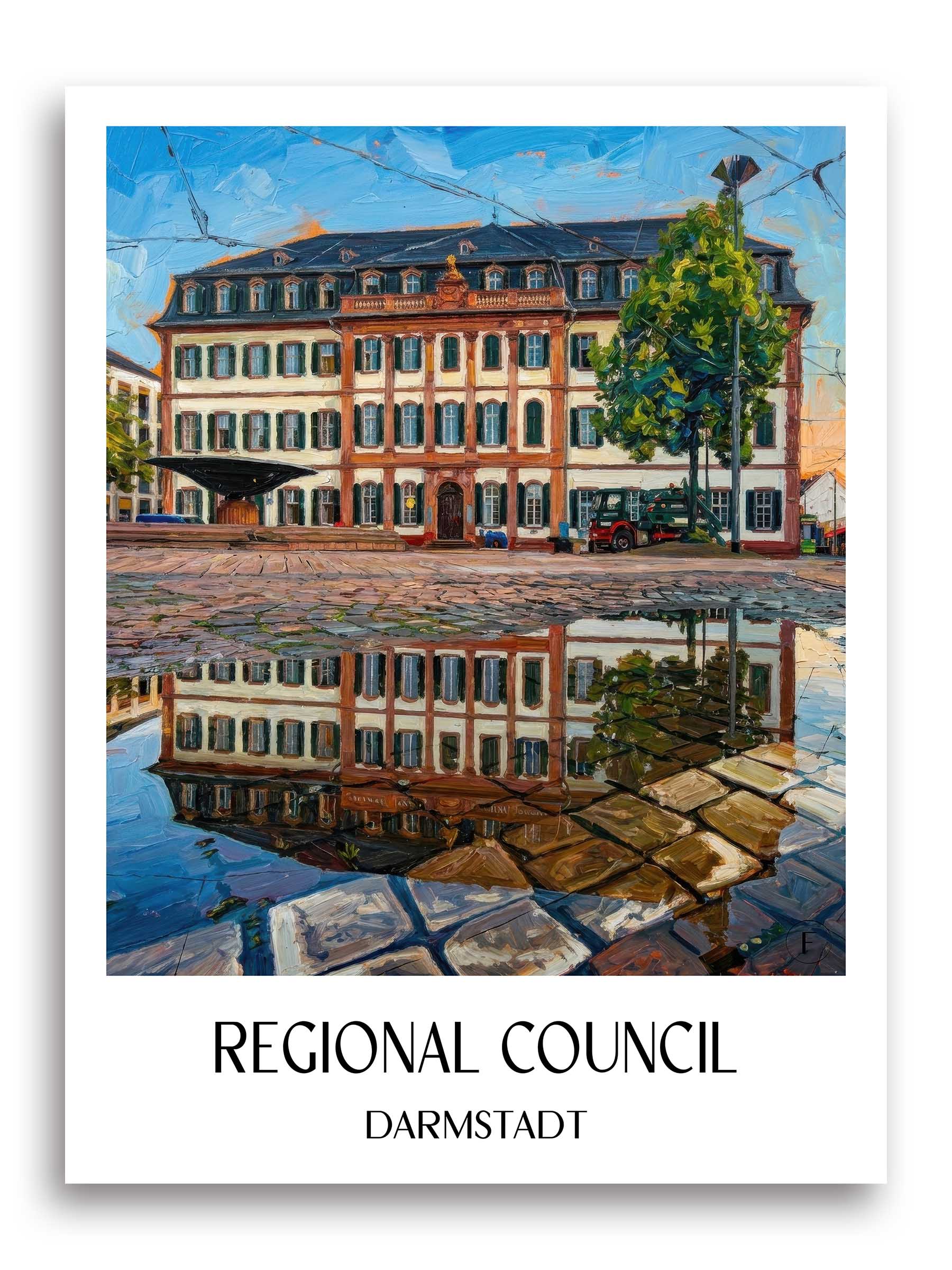 Regierungspräsidium Poster - Darmstadt - Deutschland Kunstdruck - Ölgemälde von A4 bis A1 - favplace
