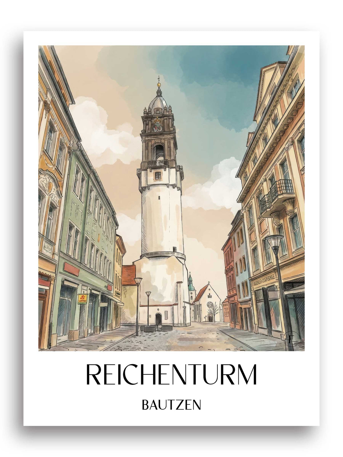 reichenturm--bautzen-deutschland-poster-aquarell