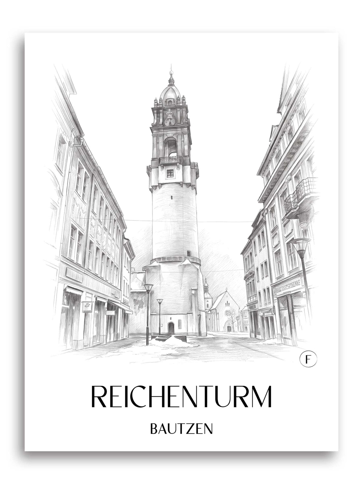 reichenturm-bautzen-deutschland-poster-bleistift-zeichnung-drawing