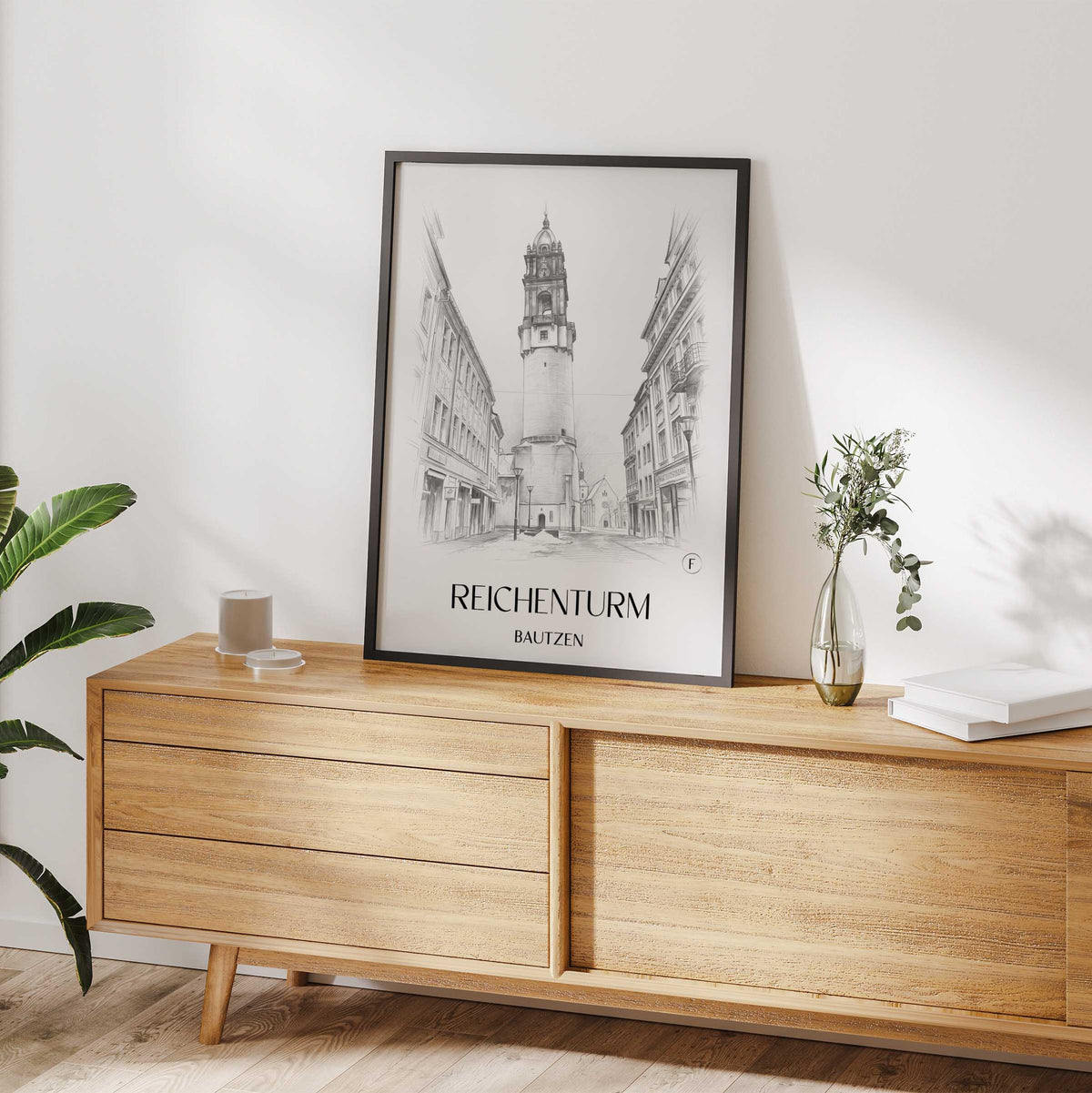 reichenturm-bautzen-deutschland-poster-bleistift-zeichnung-drawing