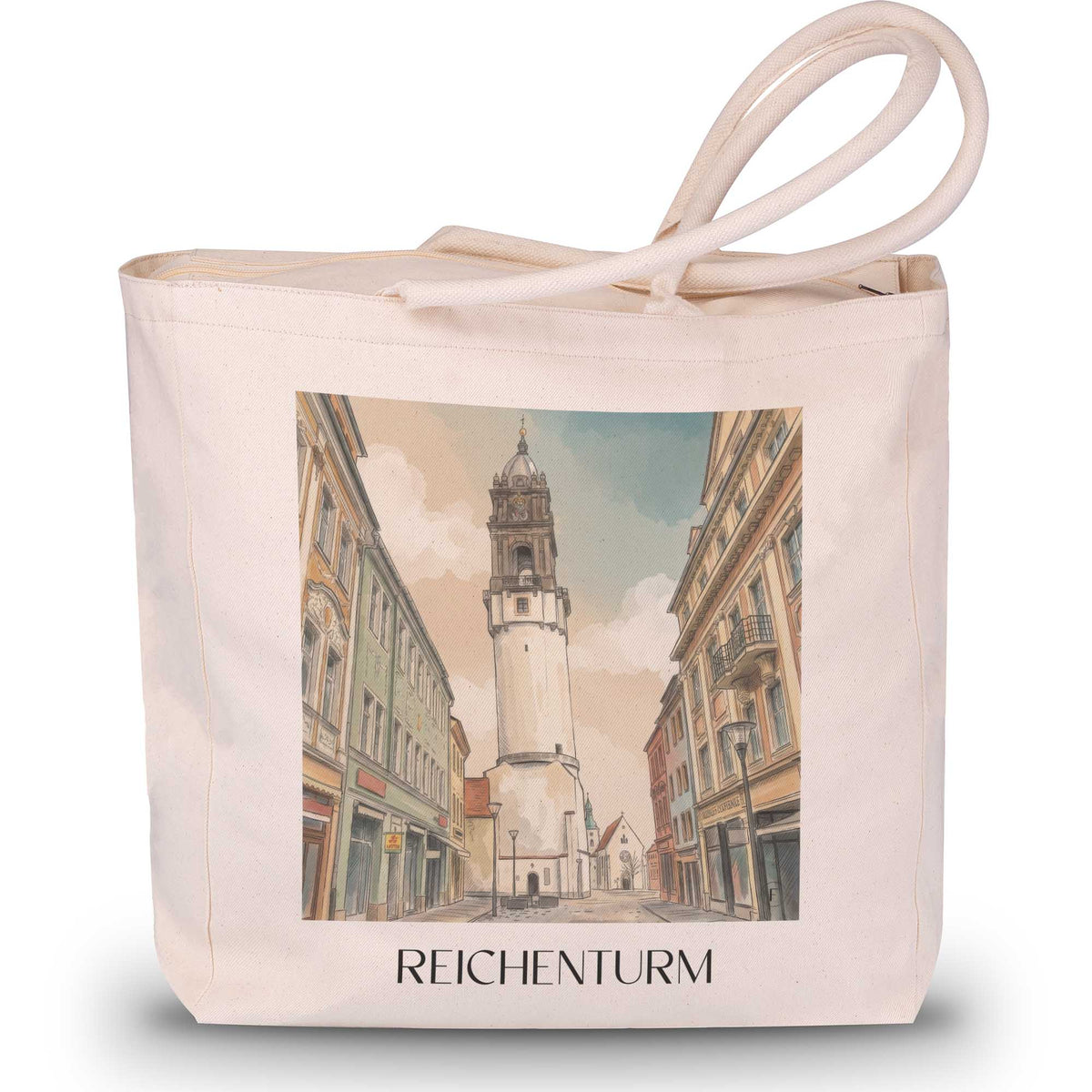 Reichenturm Shopping Tasche - Bautzen - Deutschland Tote Bag - Einkaufstasche im Aquarell Stil - favplace