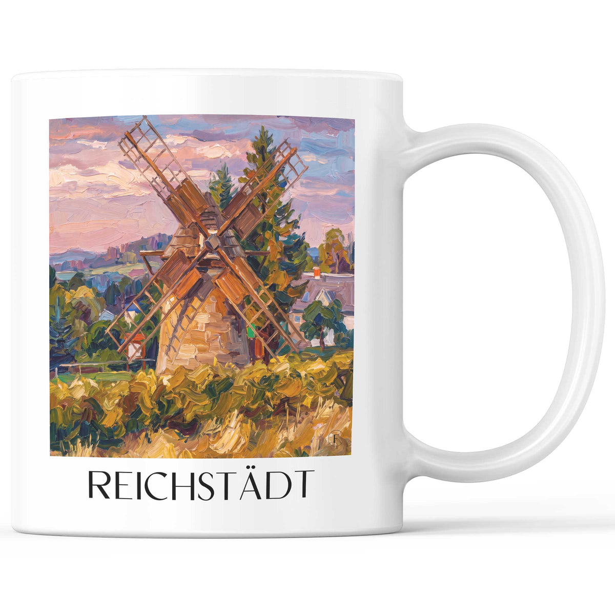 Reichstädt Kaffeebecher - Osterzgebirge - Deutschland Becher - Kaffeetasse im Ölgemälde Stil