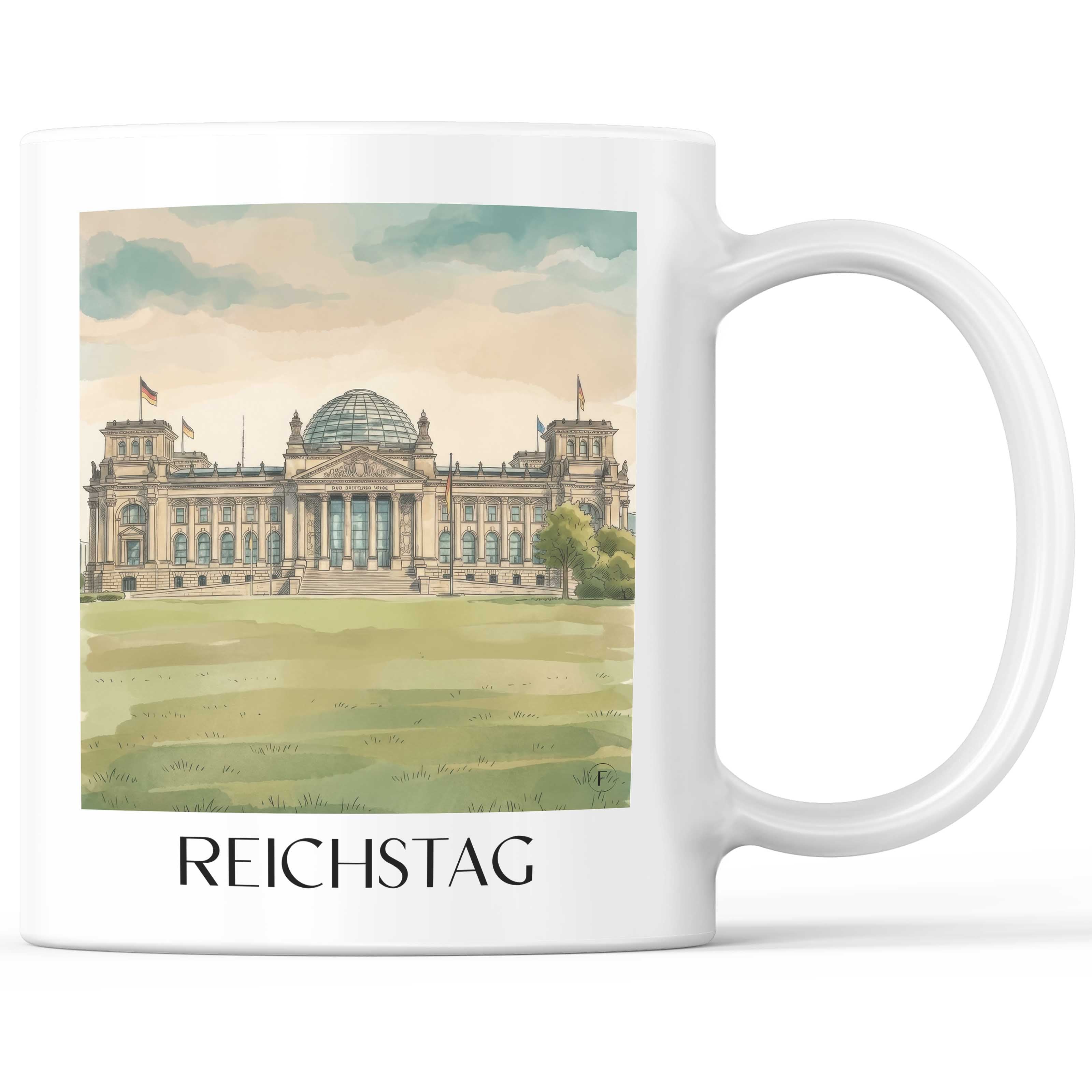 Reichstag Kaffeebecher - Berlin - Deutschland Becher - Kaffeetasse im Aquarell Stil - favplace