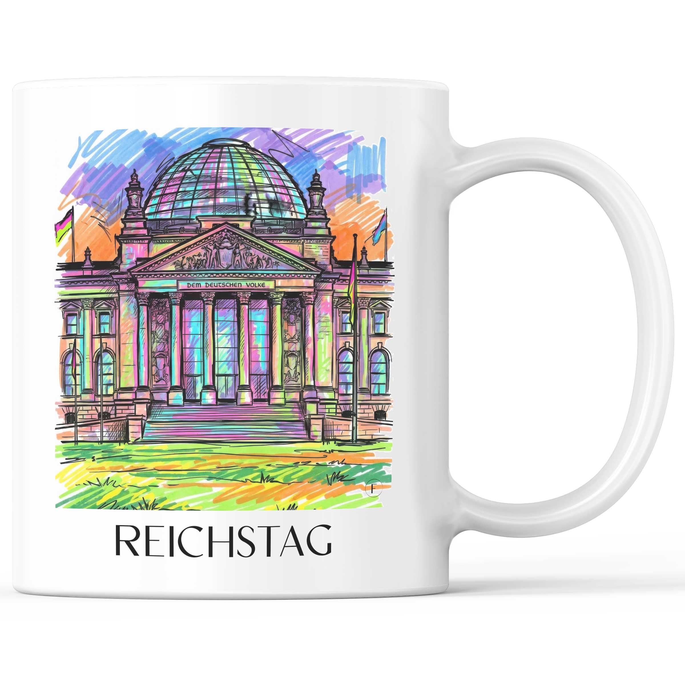 Reichstag Kaffeebecher - Berlin - Deutschland Becher - Kaffeetasse im Tag Graffiti Stil
