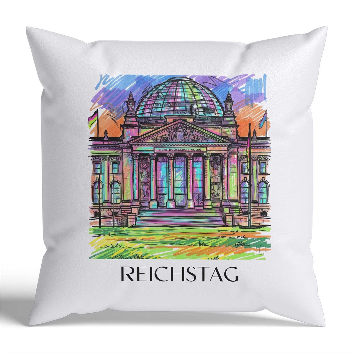 Reichstag Kissenhülle - Zierkissen Bezug - Berlin - Deutschland Kissen bzw. Kissenbezug im Tag Graffiti Stil - favplace