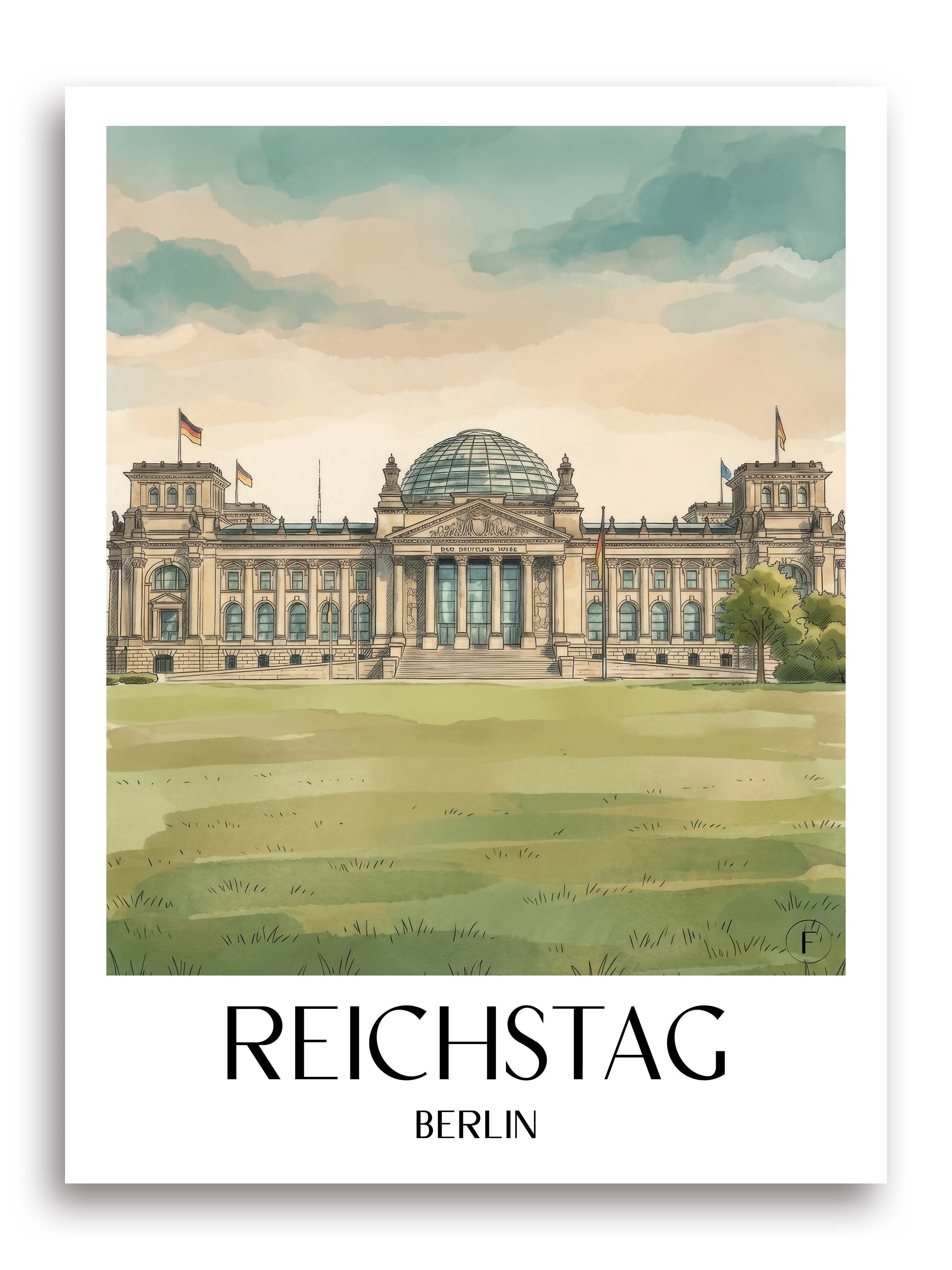 Reichstag Poster - Berlin - Deutschland Kunstdruck - Aquarell von A4 bis A1 - favplace
