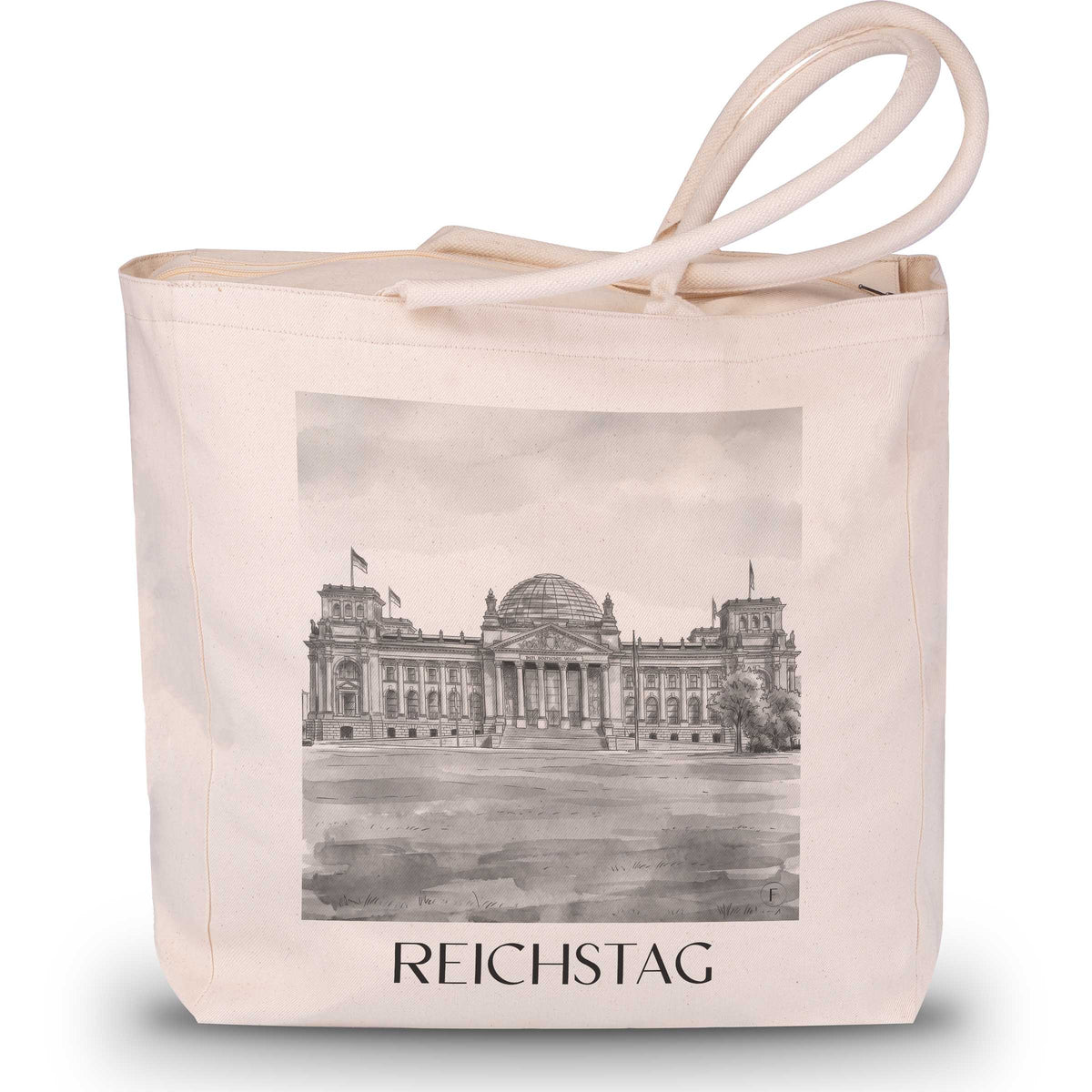 Reichstag Shopping Tasche - Berlin - Deutschland Tote Bag - Einkaufstasche im Aquarell Schwarz-Weiß Stil - favplace