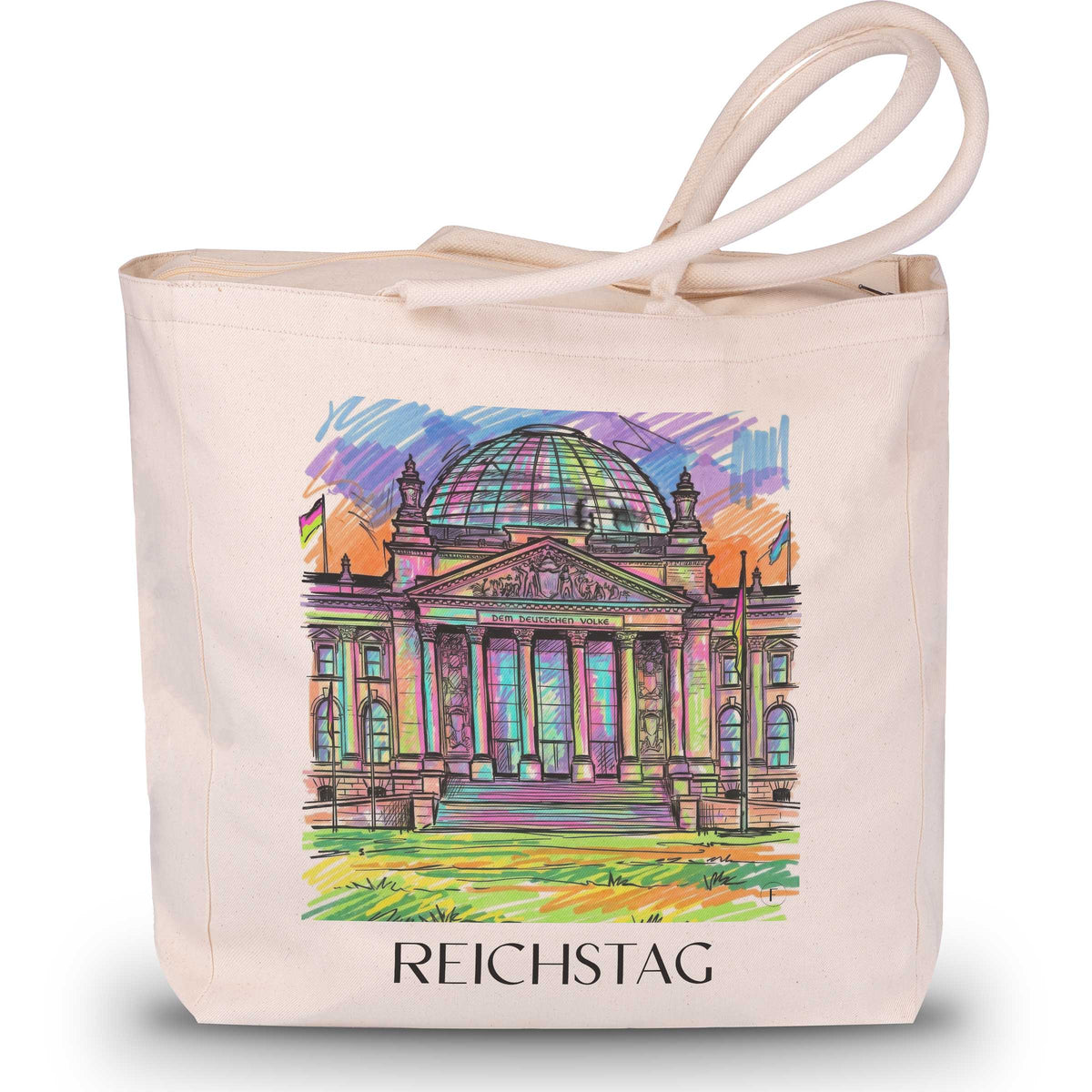 Reichstag Shopping Tasche - Berlin - Deutschland Tote Bag - Einkaufstasche im Tag Graffiti Stil - favplace
