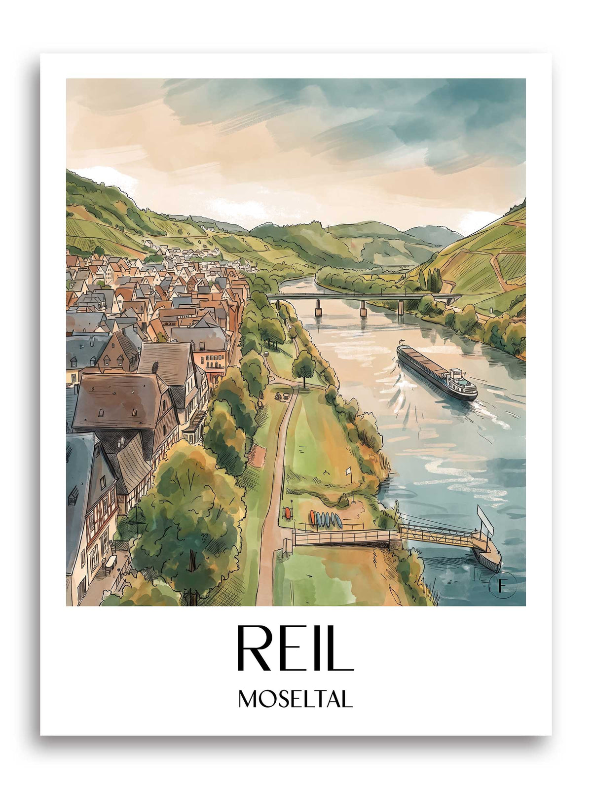 reil-moseltal-deutschland-poster-aquarell