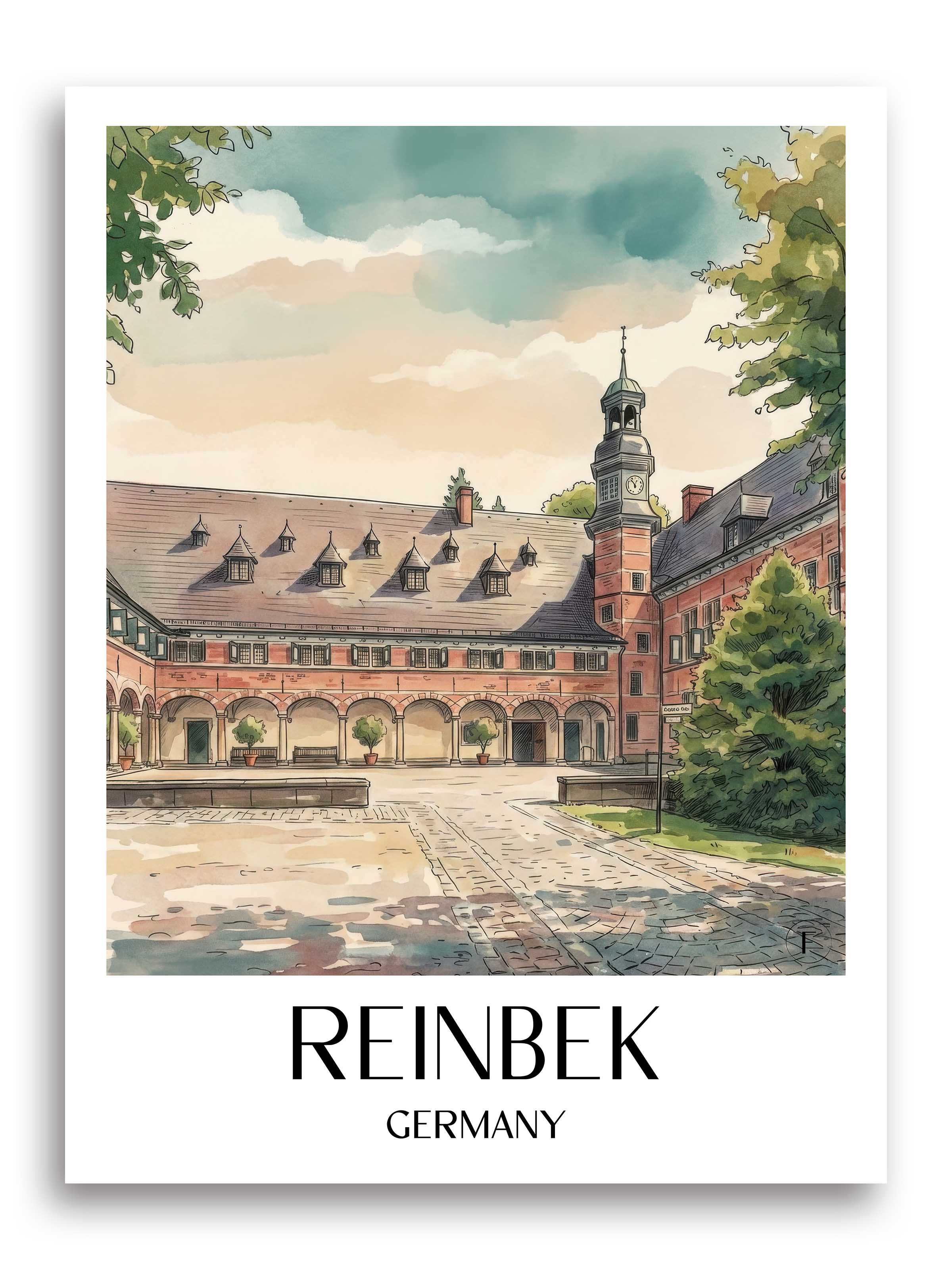 Reinbek Poster - Schleswig-Holstein - Deutschland Kunstdruck - Aquarell von A4 bis A1 - favplace