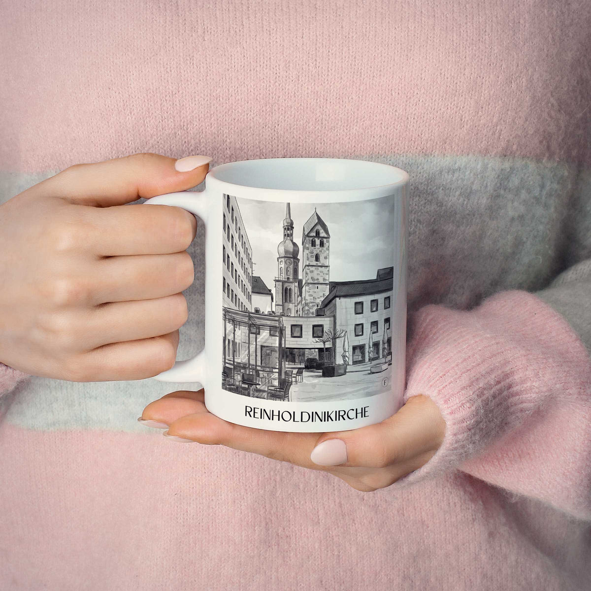 reinholdinikirche-dortmund-deutschland-kaffeebecher-aquarell-schwarz-weiss