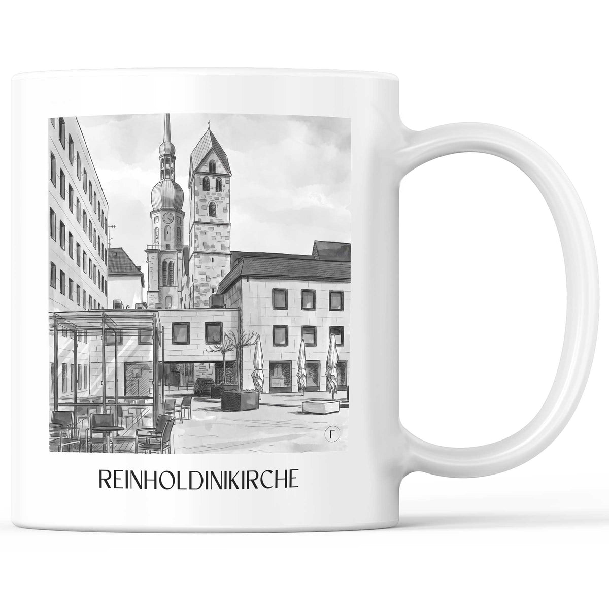 Reinholdinikirche Kaffeebecher - Dortmund - Deutschland Becher - Kaffeetasse im Aquarell Schwarz-Weiß Stil - favplace