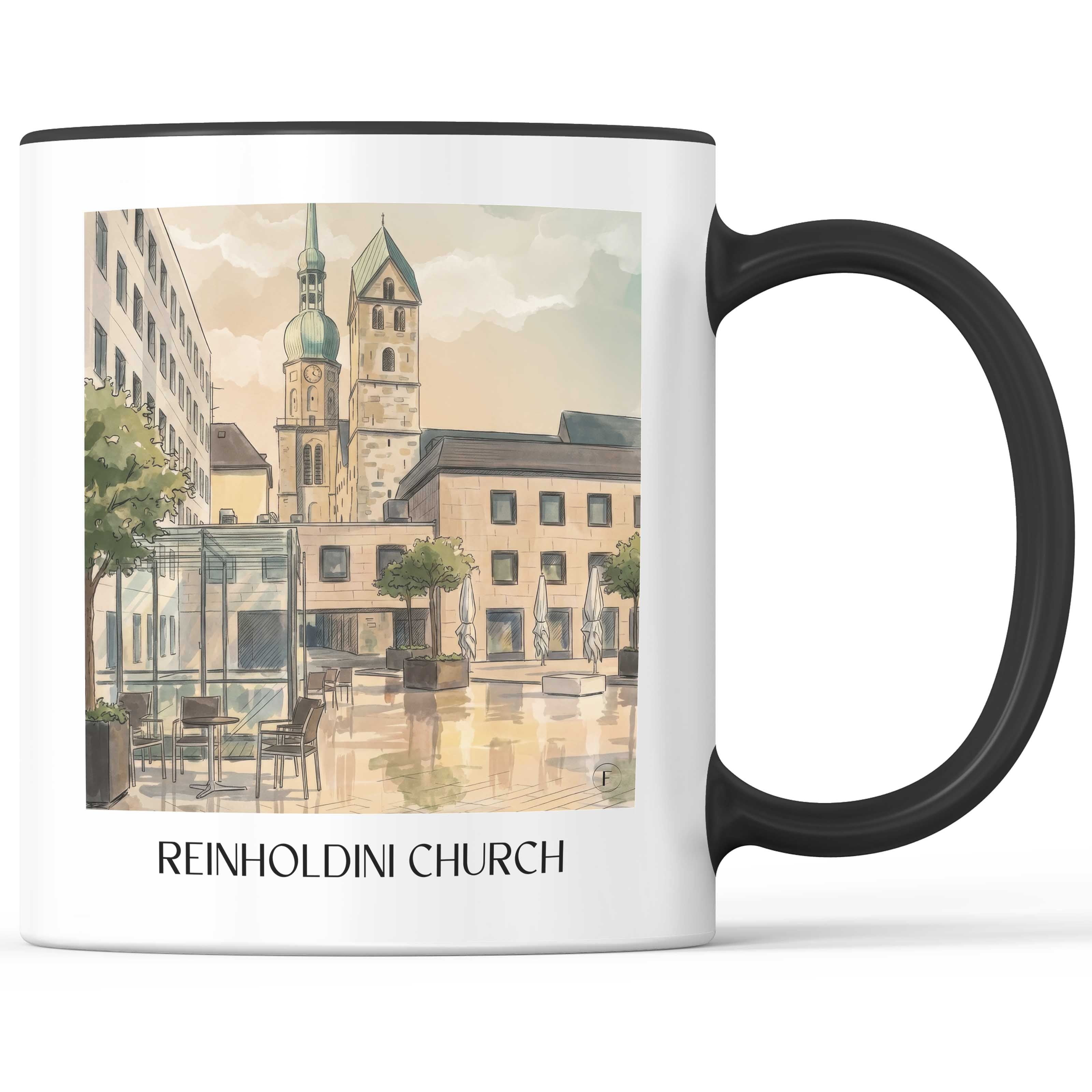 Reinholdinikirche Kaffeebecher - Dortmund - Deutschland Becher - Kaffeetasse im Aquarell Stil - favplace