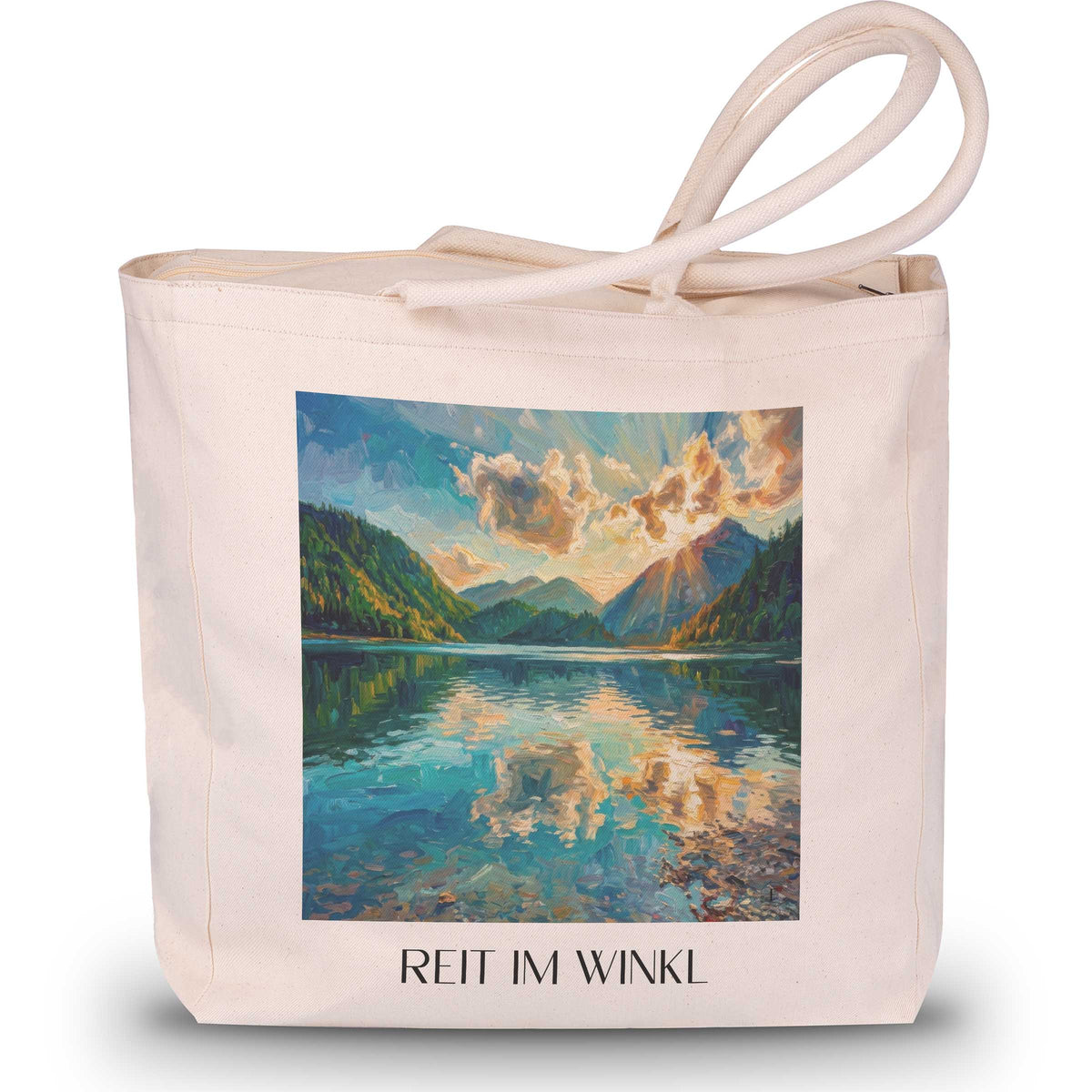 Reit im Winkl Shopping Tasche - Chiemgau - Deutschland Tote Bag - Einkaufstasche im Ölgemälde Stil - favplace