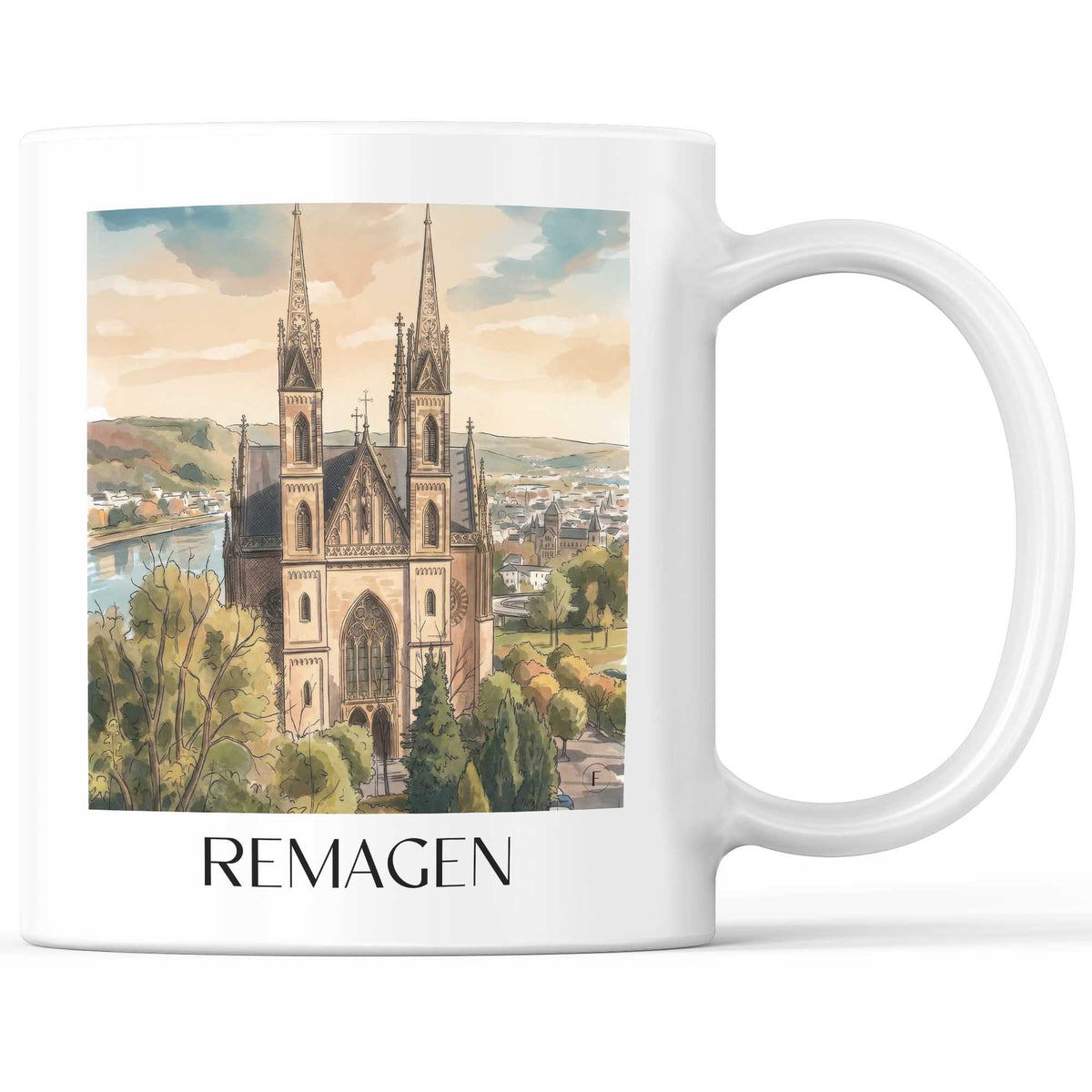 Remagen Kaffeebecher - Mittelrhein - Deutschland Becher - Kaffeetasse im Aquarell Stil - favplace