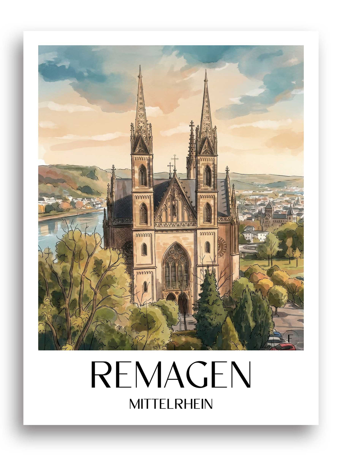remagen-mittelrhein-deutschland-poster-aquarell