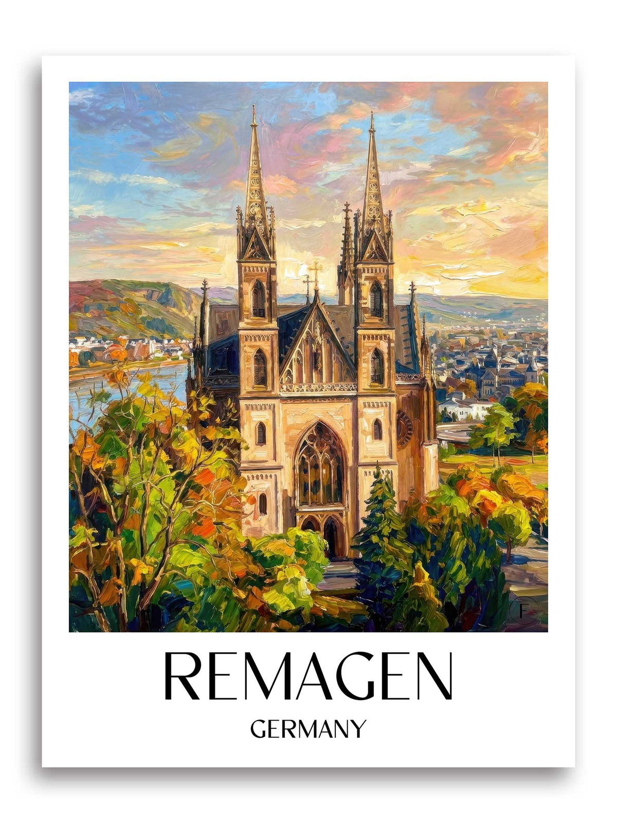 Remagen Poster - Mittelrhein - Deutschland Kunstdruck - Ölgemälde von A4 bis A1 - favplace