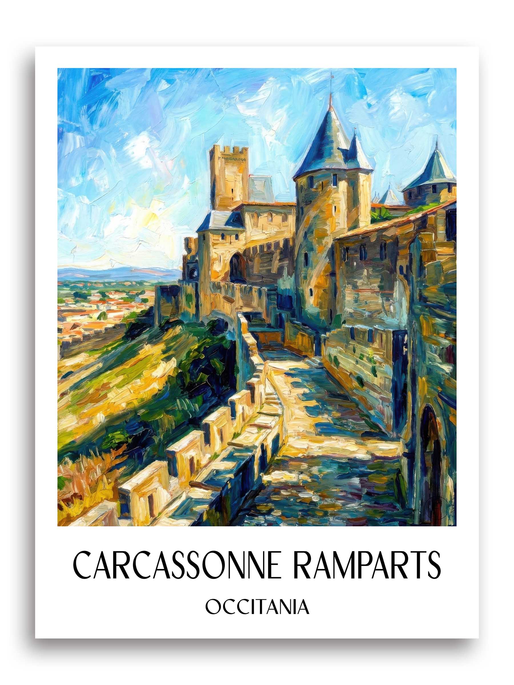 Remparts de Carcassonne Poster - Okzitanien - Frankreich Kunstdruck - Ölgemälde von A4 bis A1 - favplace