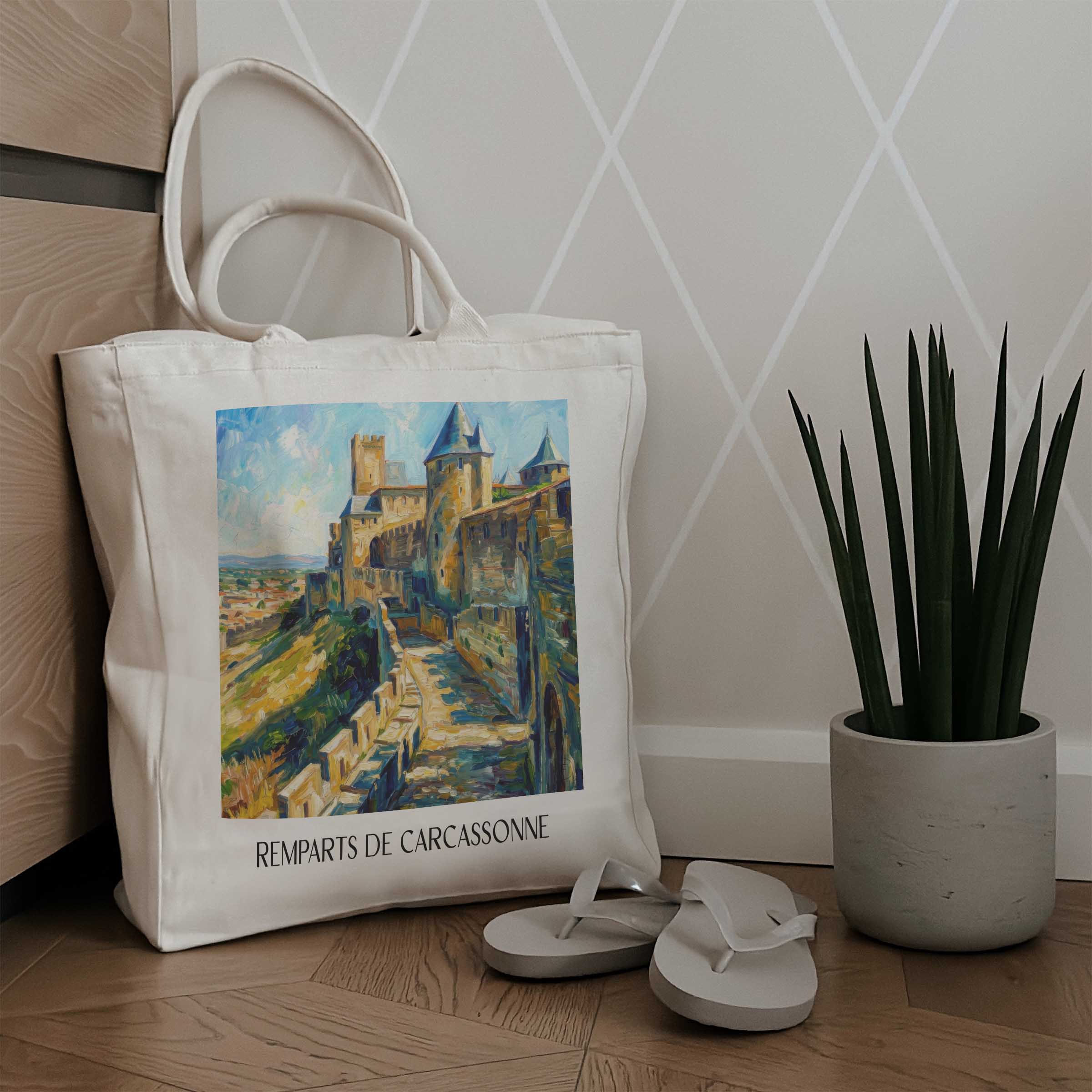 remparts-de-carcassonne-okzitanien-frankreich-einkaufstasche-oil-painting-oelgemaelde