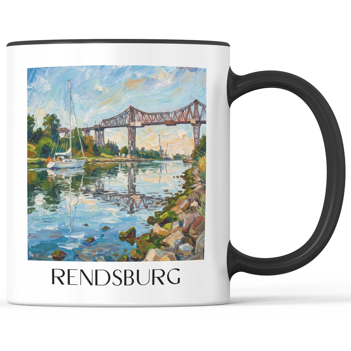 Rendsburg Kaffeebecher - Mittelholstein - Deutschland Becher - Kaffeetasse im Ölgemälde Stil - favplace