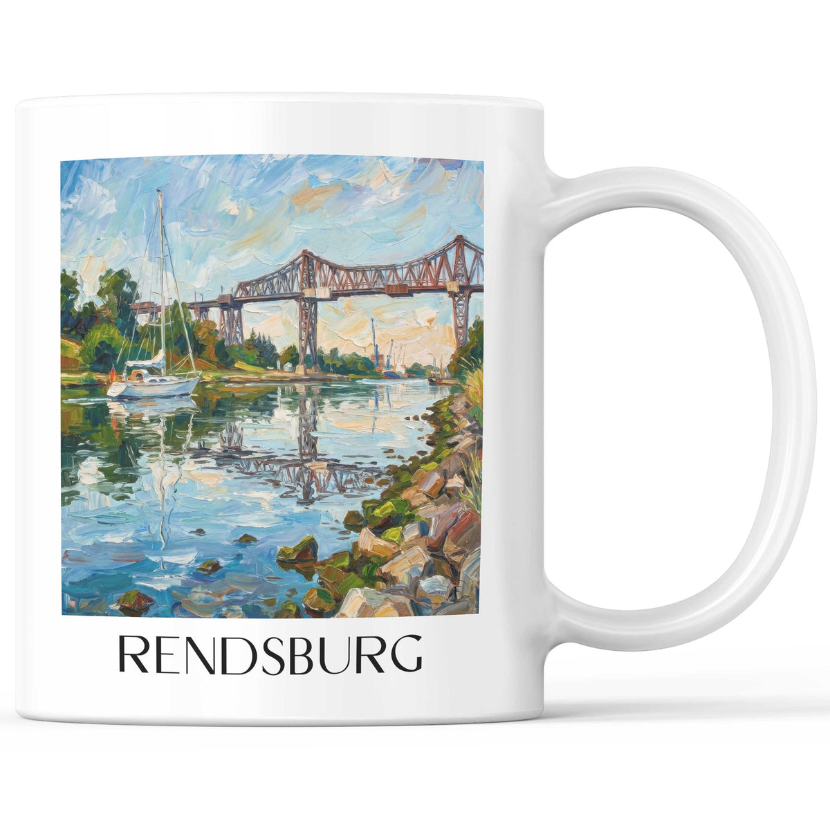 Rendsburg Kaffeebecher - Mittelholstein - Deutschland Becher - Kaffeetasse im Ölgemälde Stil - favplace