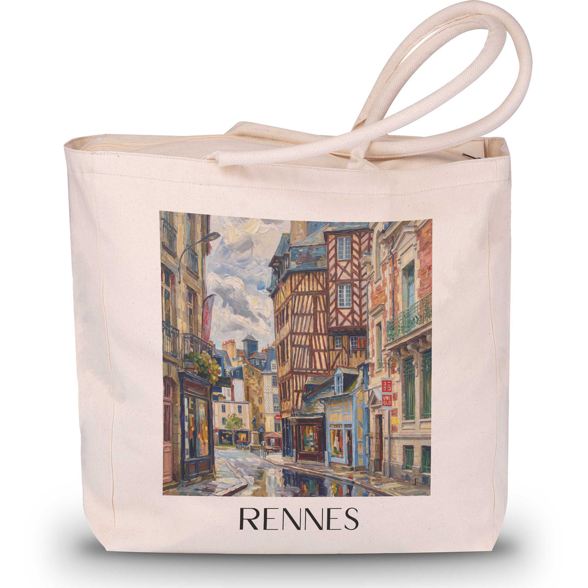 rennes-ille-et-vilaine-frankreich-einkaufstasche-oil-painting-oelgemaelde