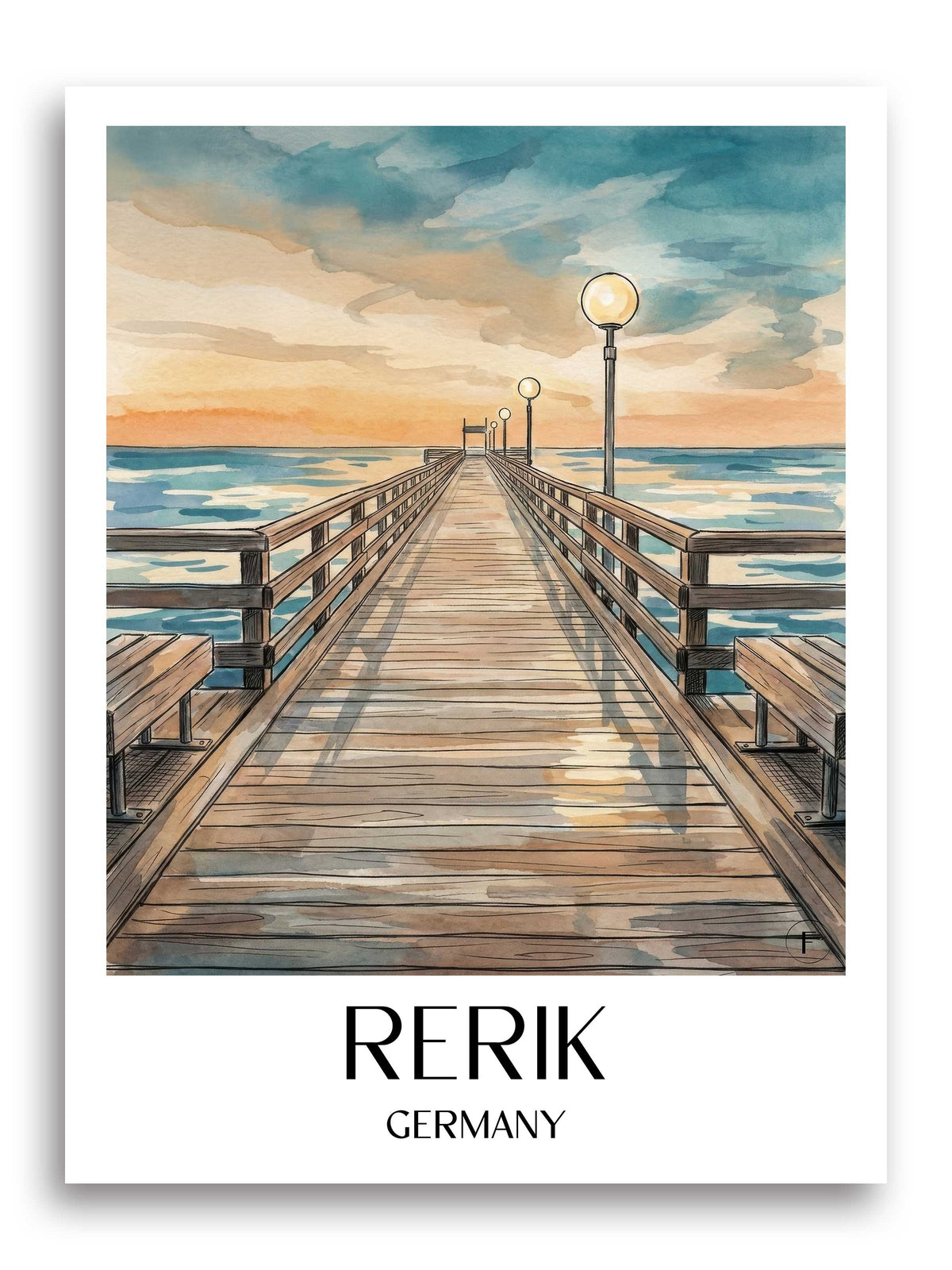 Rerik Poster - Mecklenburg-Vorpommern - Deutschland Kunstdruck - Aquarell von A4 bis A1 - favplace