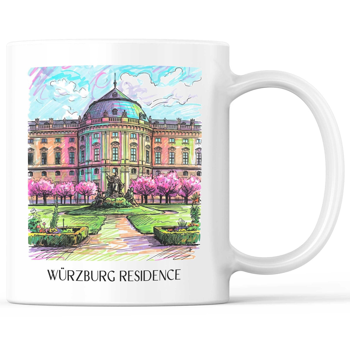 Residenz Würzburg Kaffeebecher - Franken - Deutschland Becher - Kaffeetasse im Tag Graffiti Stil - favplace