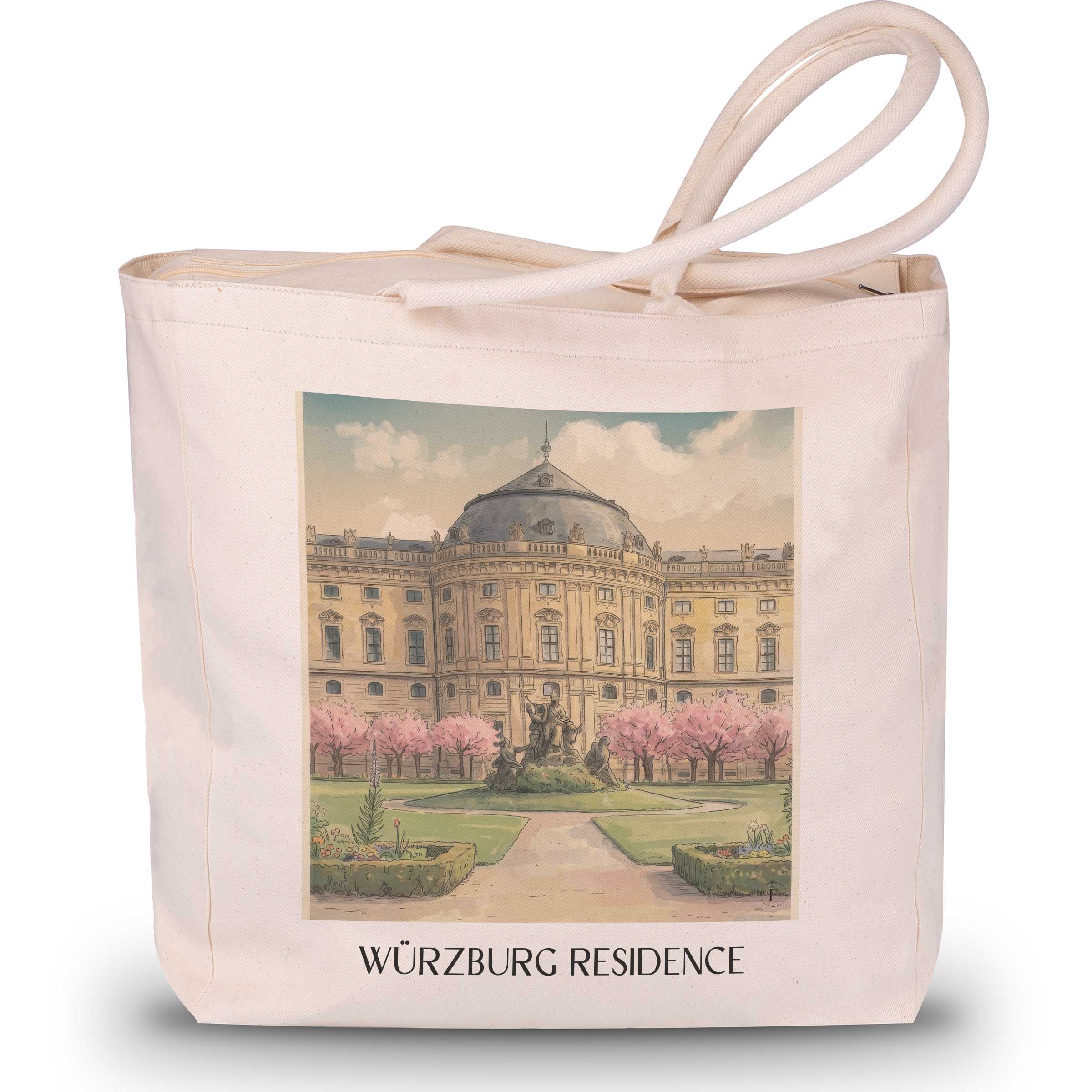 Residenz Würzburg Shopping Tasche - Franken - Deutschland Tote Bag - Einkaufstasche im Aquarell Stil - favplace
