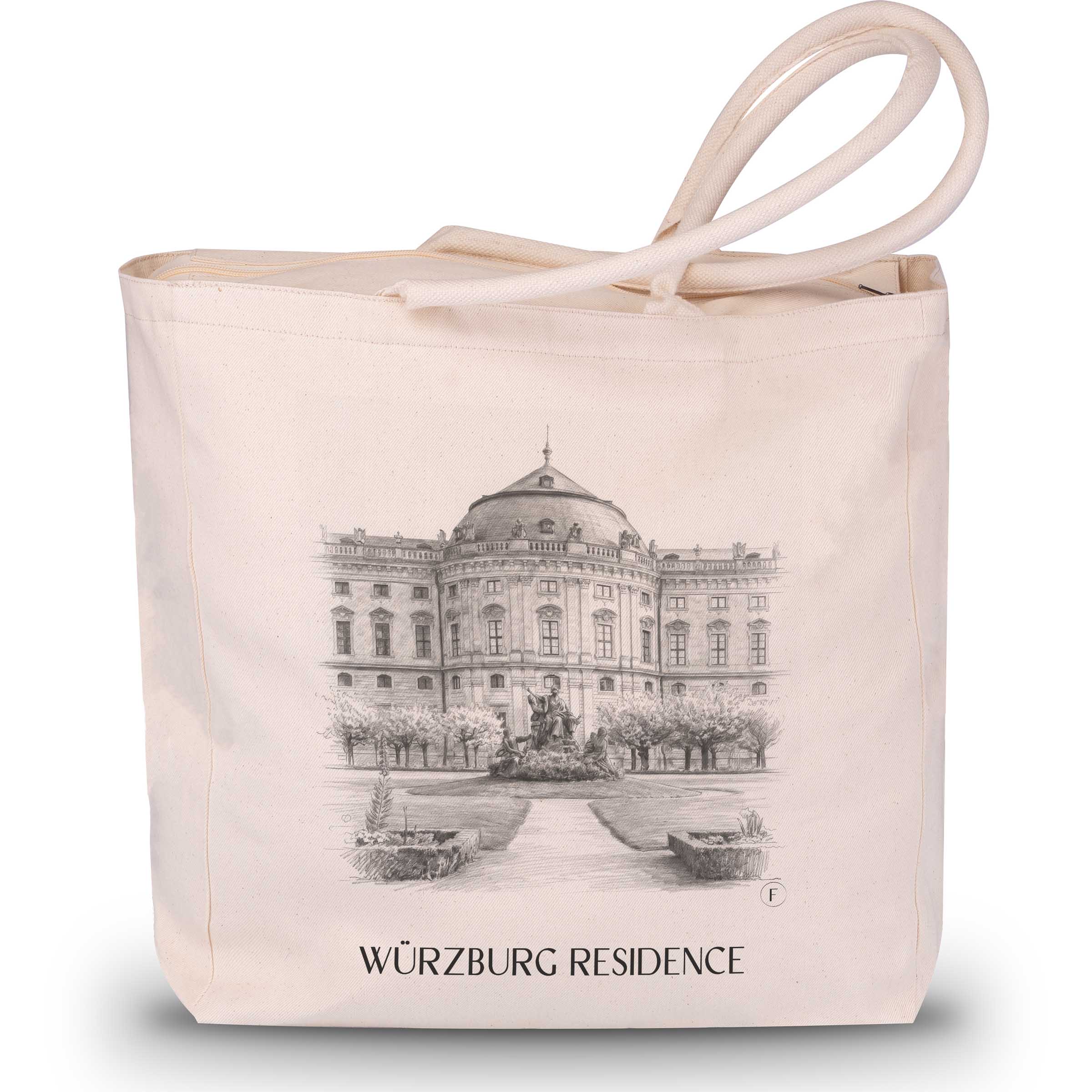 Residenz Würzburg Shopping Tasche - Franken - Deutschland Tote Bag - Einkaufstasche im Zeichnung Stil - favplace