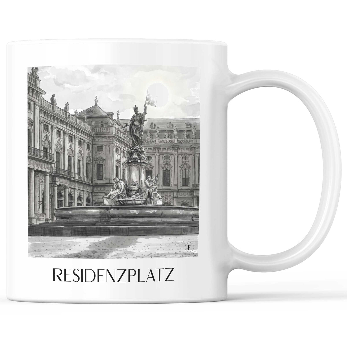 residenzplatz-würzburg-deutschland-kaffeebecher-aquarell-schwarz-weiss