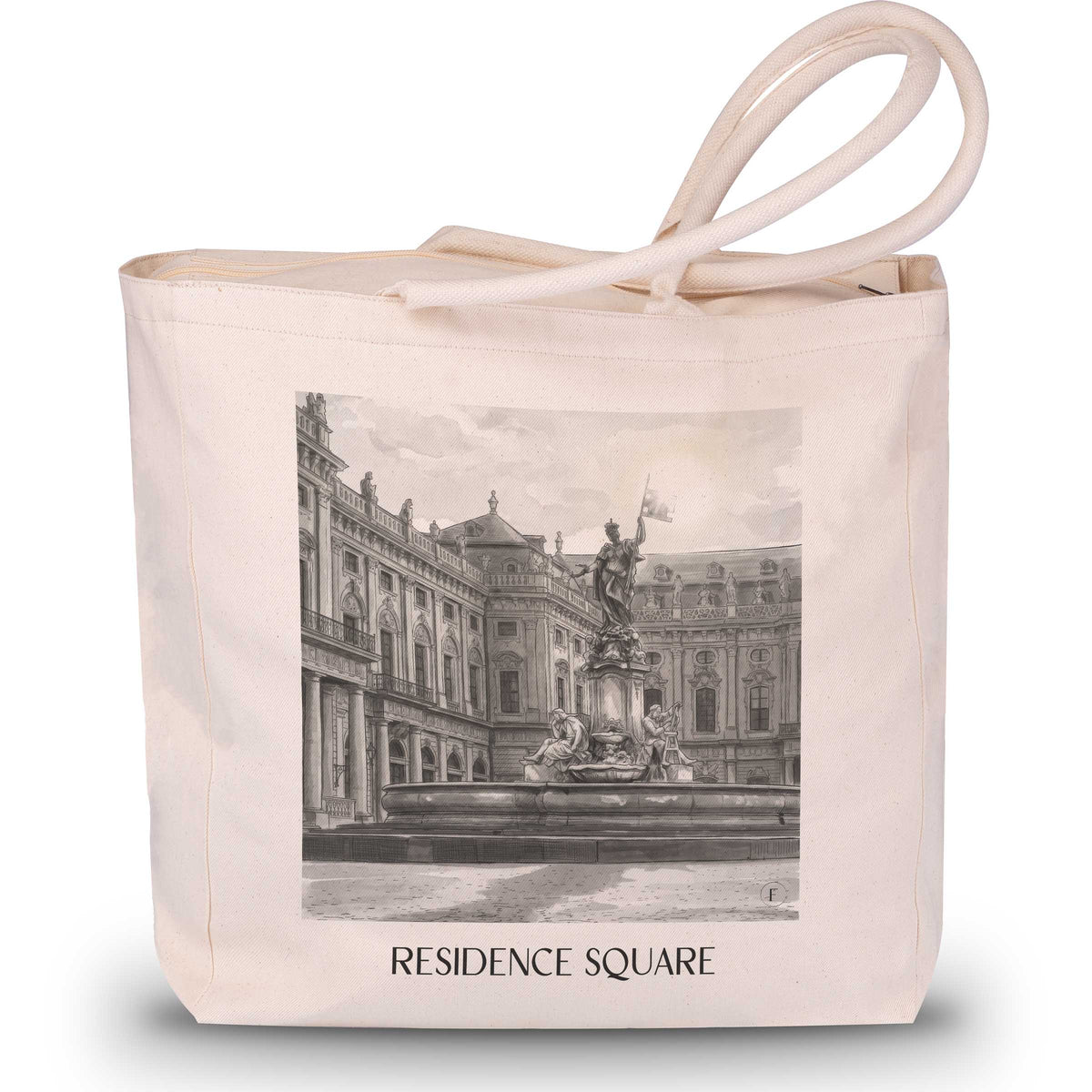 Residenzplatz Shopping Tasche - Würzburg - Deutschland Tote Bag - Einkaufstasche im Aquarell Schwarz-Weiß Stil - favplace
