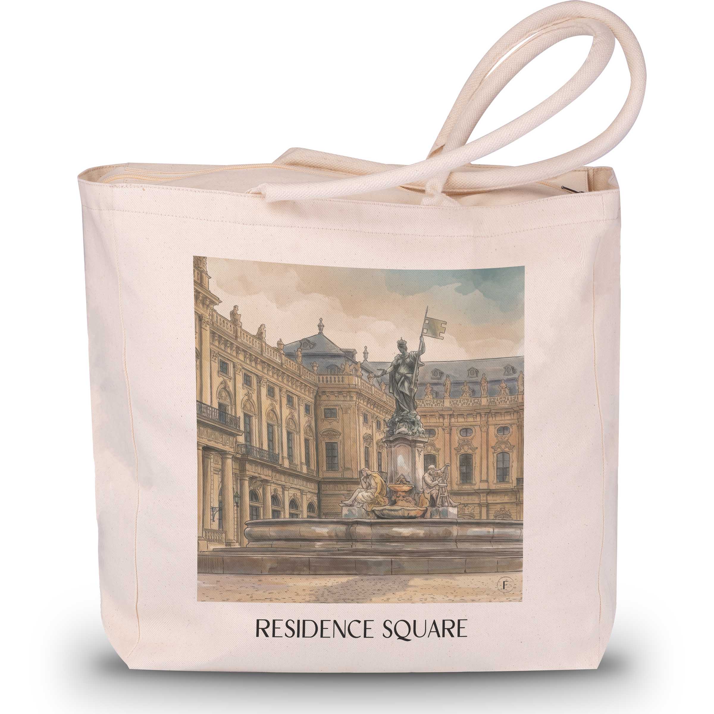 Residenzplatz Shopping Tasche - Würzburg - Deutschland Tote Bag - Einkaufstasche im Aquarell Stil - favplace