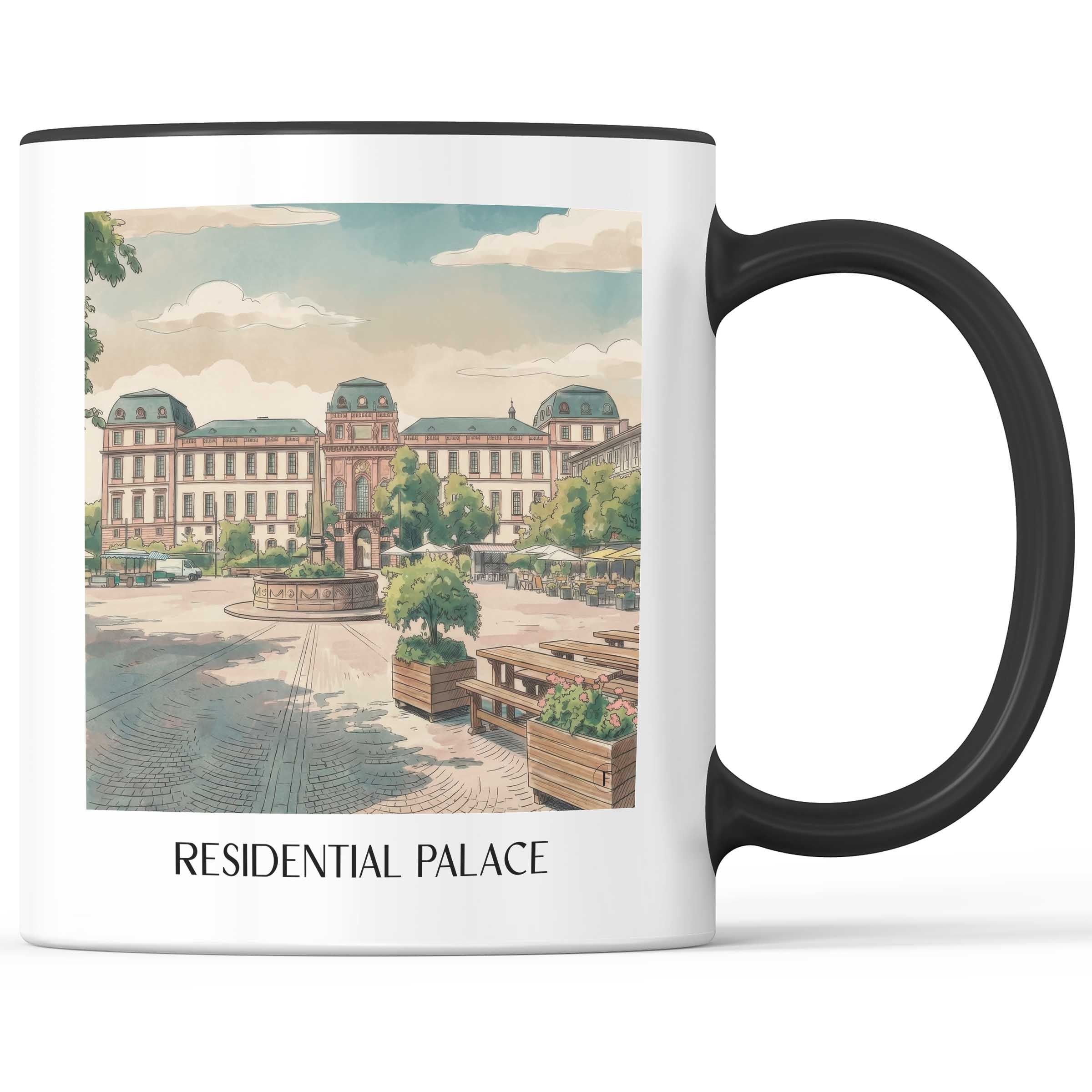 Residenzschloss Kaffeebecher - Darmstadt - Deutschland Becher - Kaffeetasse im Aquarell Stil - favplace