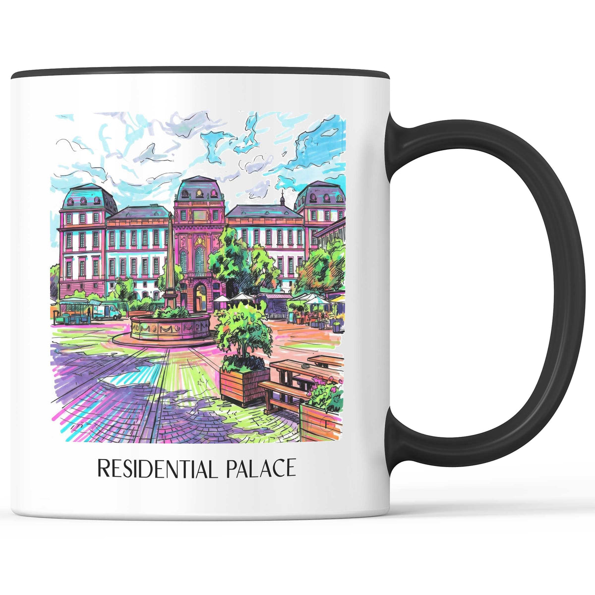 Residenzschloss Kaffeebecher - Darmstadt - Deutschland Becher - Kaffeetasse im Tag Graffiti Stil - favplace