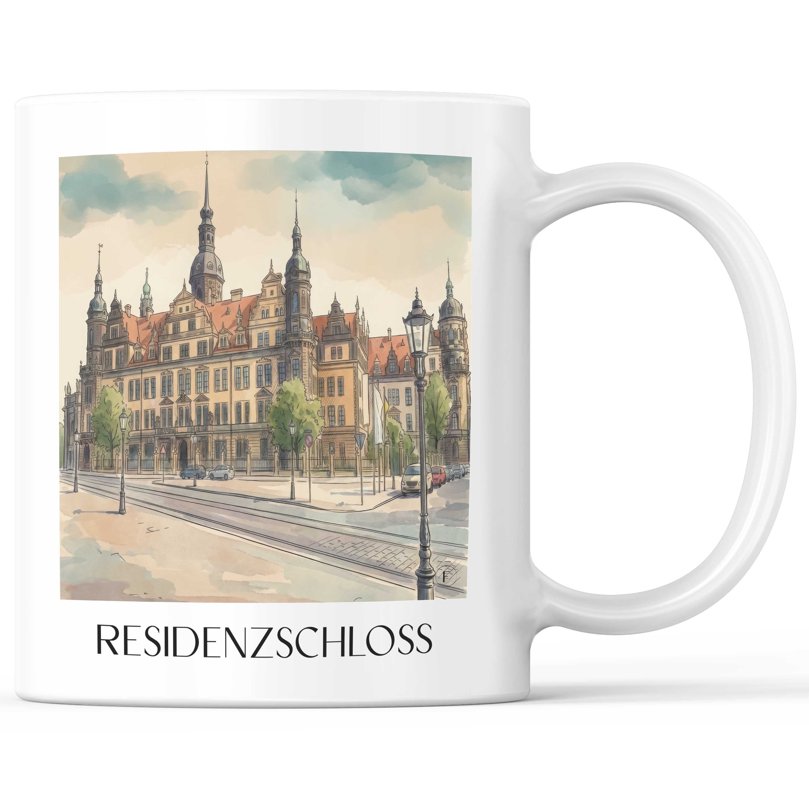 Residenzschloss Kaffeebecher - Dresden - Deutschland Becher - Kaffeetasse im Aquarell Stil - favplace