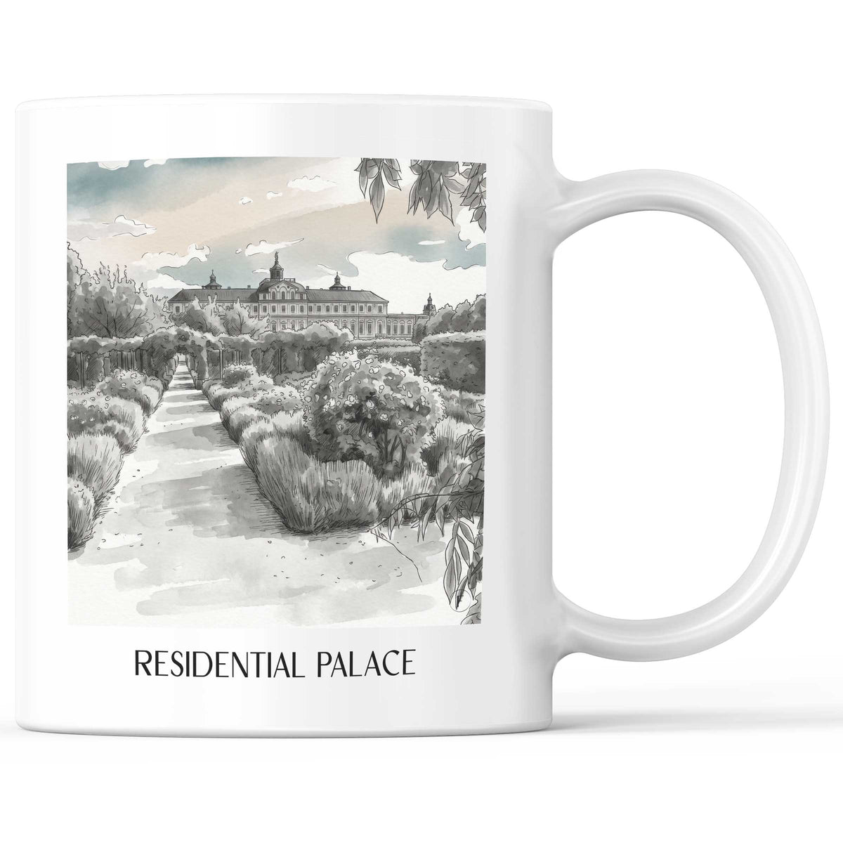 Residenzschloss Kaffeebecher - Rastatt - Deutschland Becher - Kaffeetasse im Aquarell Schwarz-Weiß Stil - favplace