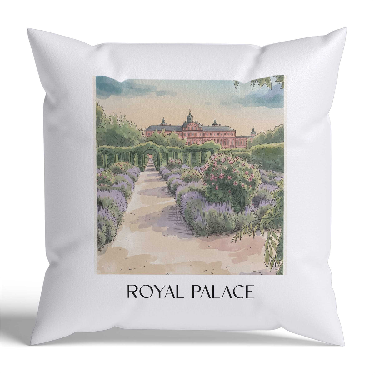 Residenzschloss Kissenhülle - Zierkissen Bezug - Rastatt - Deutschland Kissen bzw. Kissenbezug im Aquarell Stil - favplace