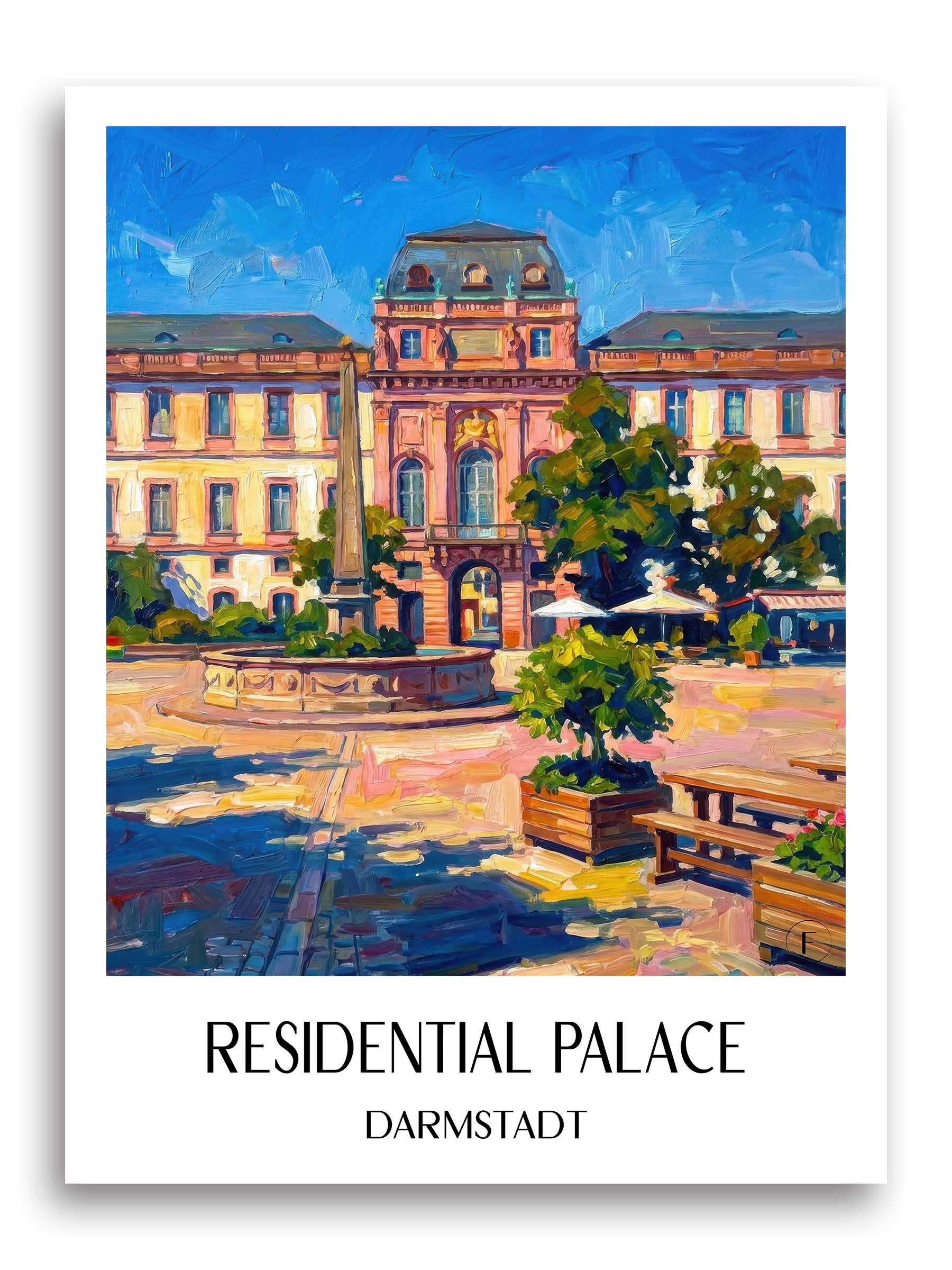 Residenzschloss Poster - Darmstadt - Deutschland Kunstdruck - Ölgemälde von A4 bis A1 - favplace