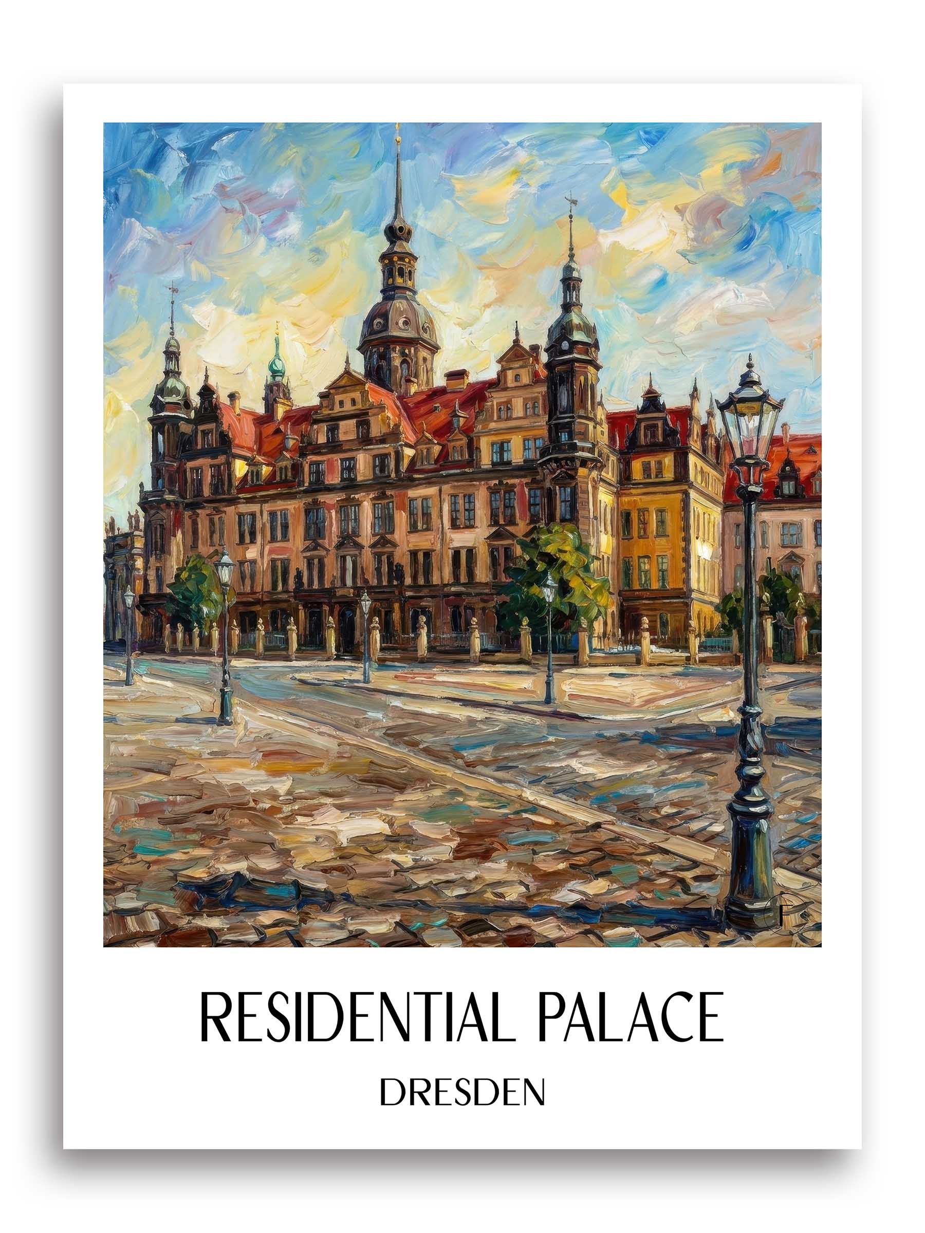 Residenzschloss Poster - Dresden - Deutschland Kunstdruck - Ölgemälde von A4 bis A1 - favplace