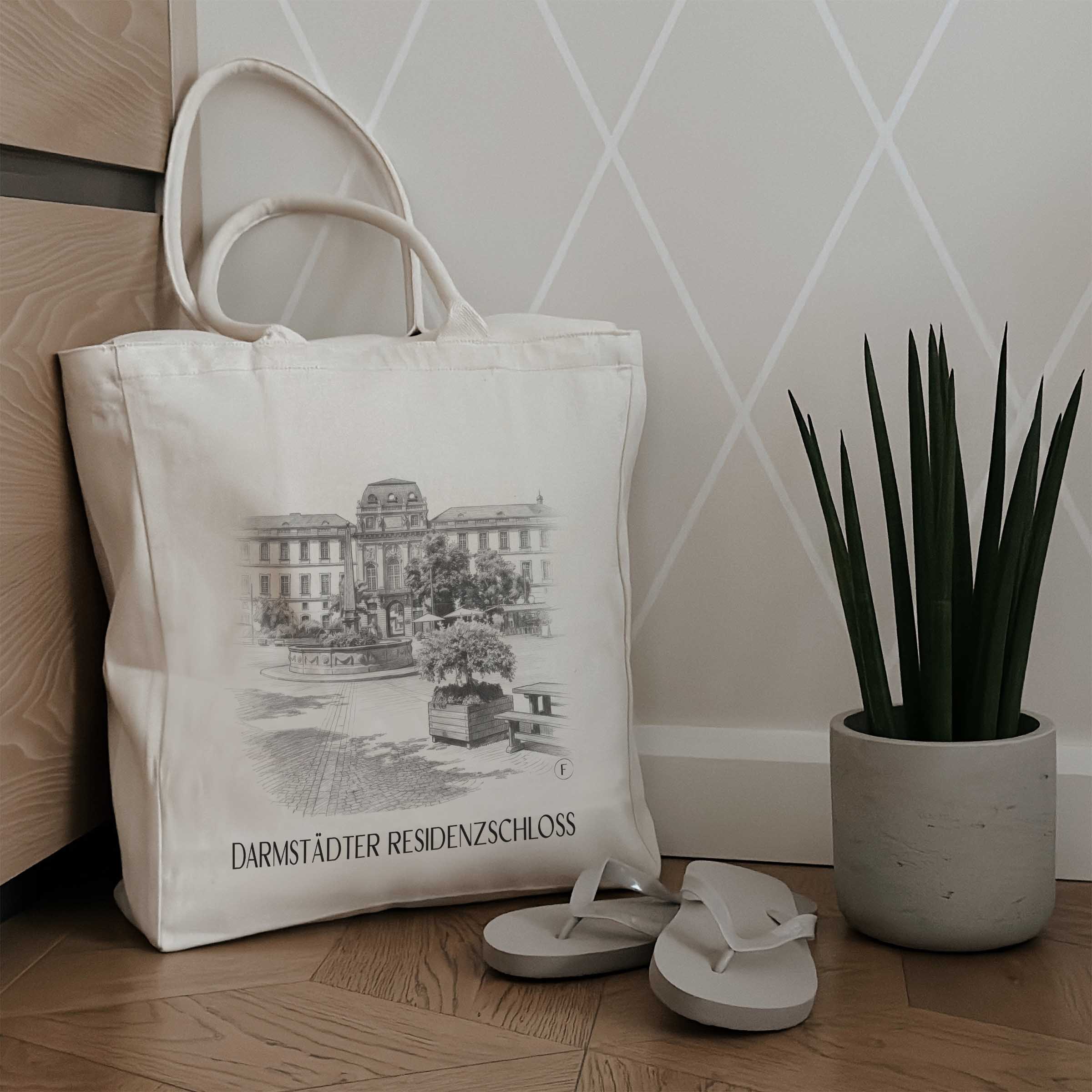 residenzschloss-darmstadt-deutschland-einkaufstasche-bleistift-zeichnung-drawing