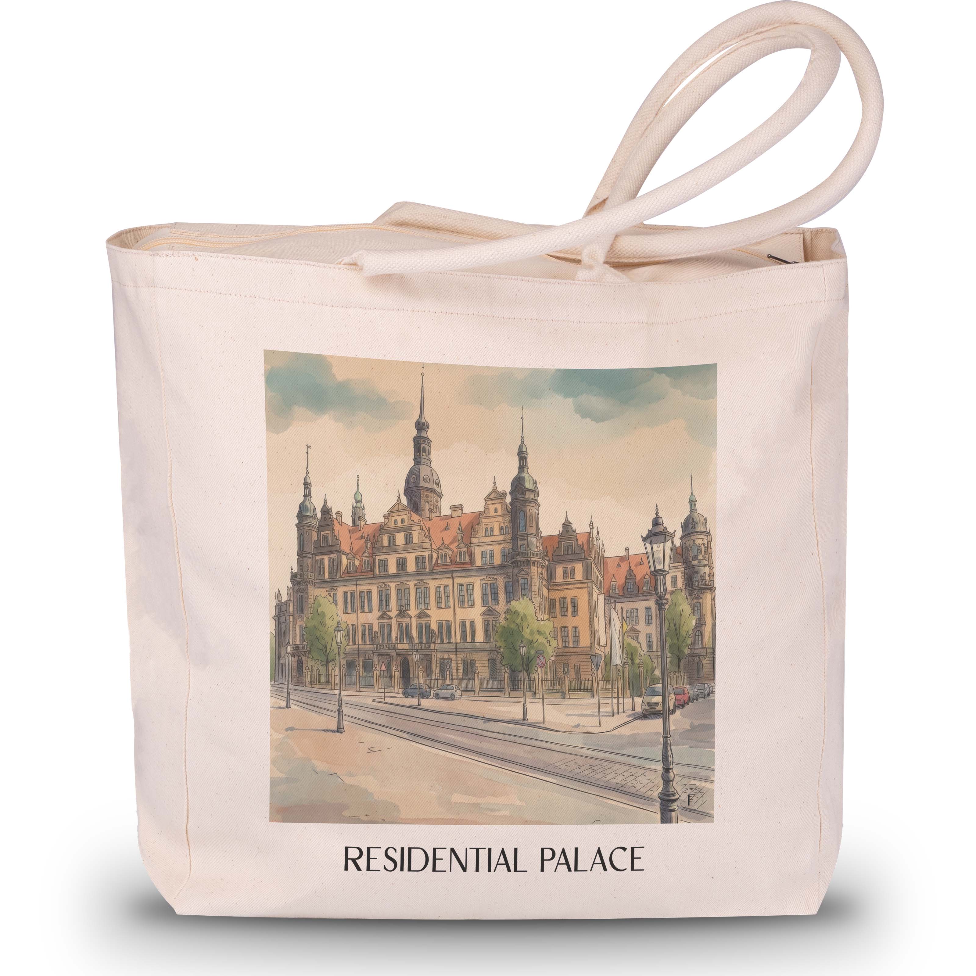 Residenzschloss Shopping Tasche - Dresden - Deutschland Tote Bag - Einkaufstasche im Aquarell Stil - favplace