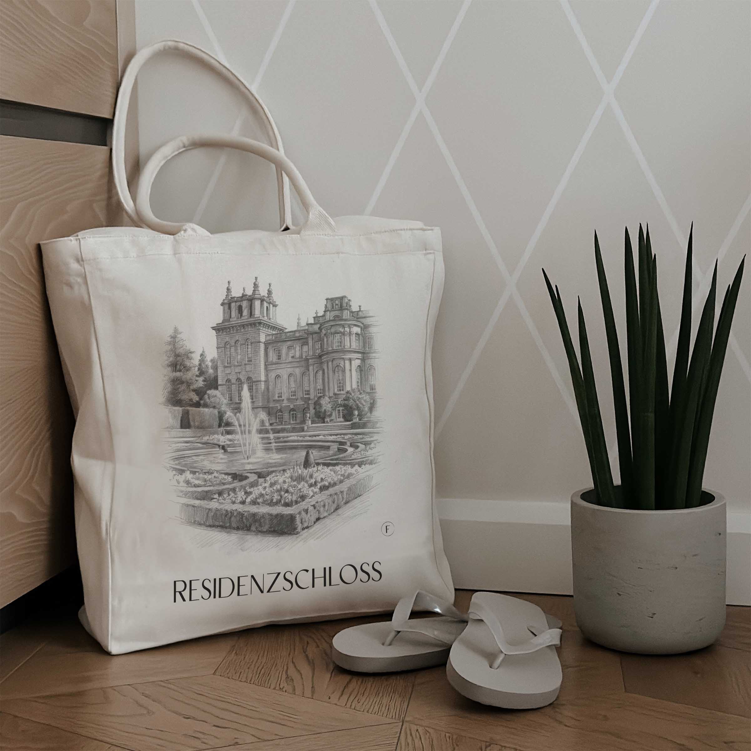 residenzschloss-ludwigsburg-deutschland-einkaufstasche-bleistift-zeichnung-drawing