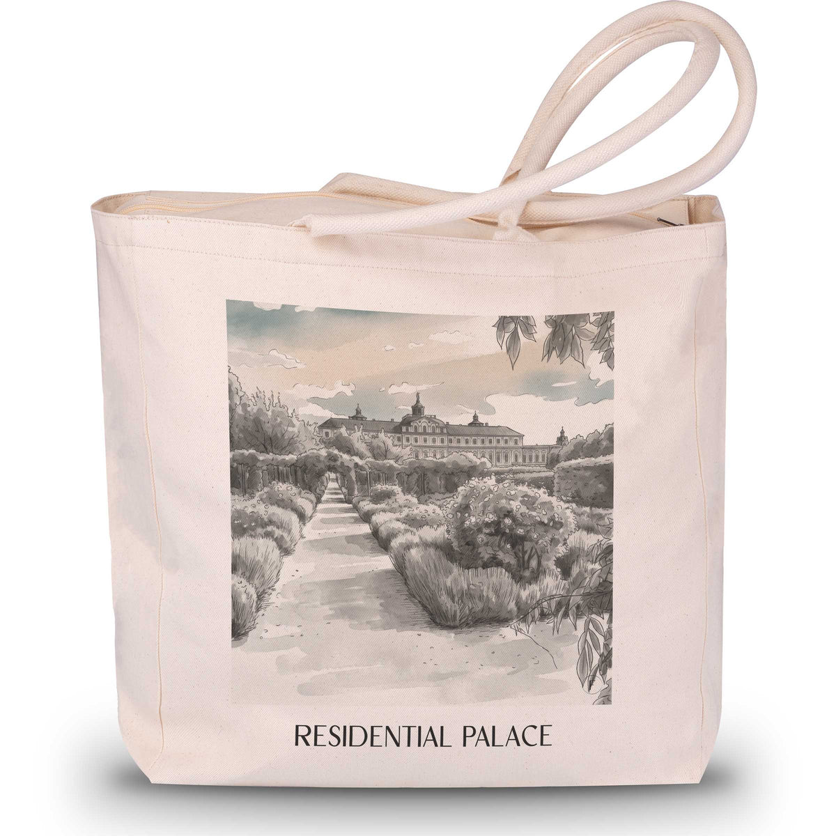 Residenzschloss Shopping Tasche - Rastatt - Deutschland Tote Bag - Einkaufstasche im Aquarell Schwarz-Weiß Stil - favplace