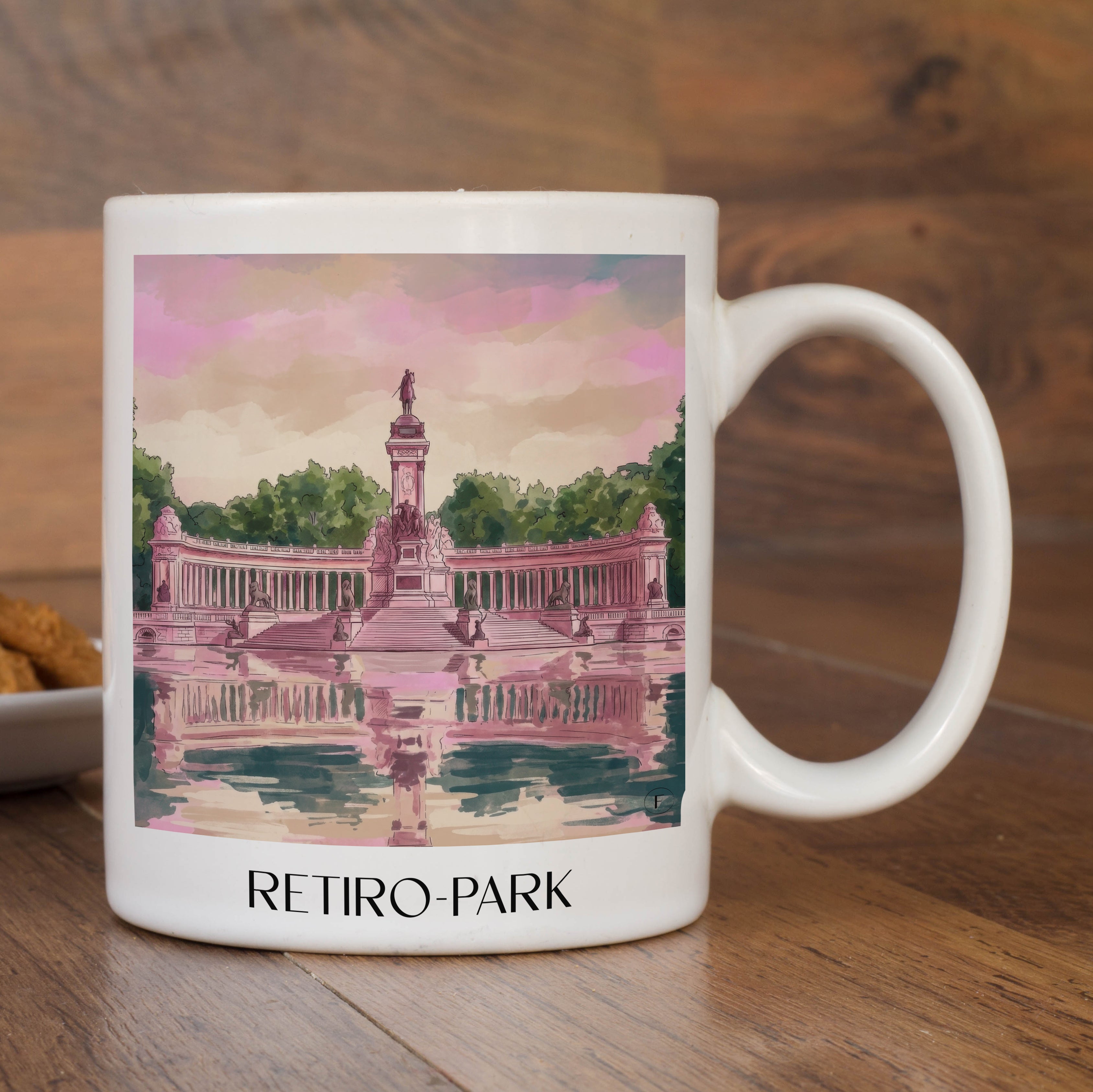 retiro-park-madrid-spanien-kaffeebecher-aquarell-pink-rosa