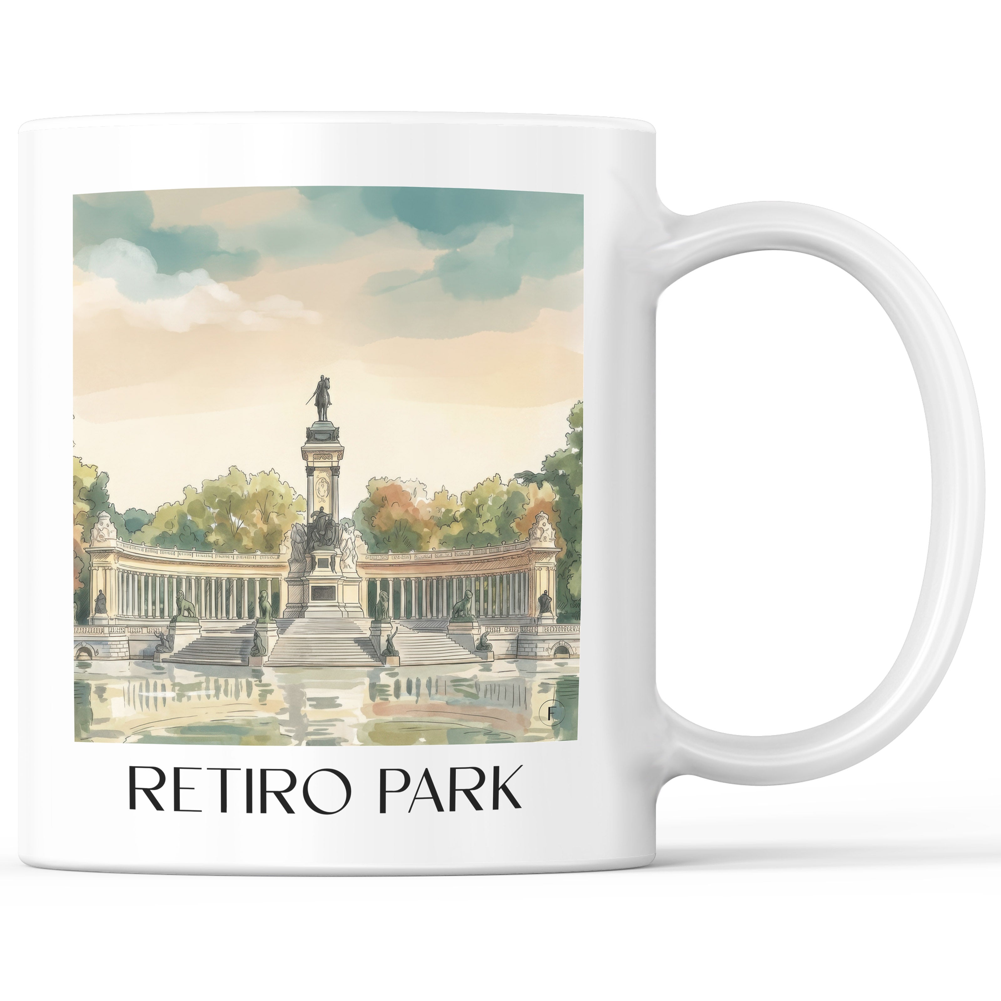 Retiro Park Kaffeebecher - Madrid - Spanien Becher - Kaffeetasse im Aquarell Stil - favplace