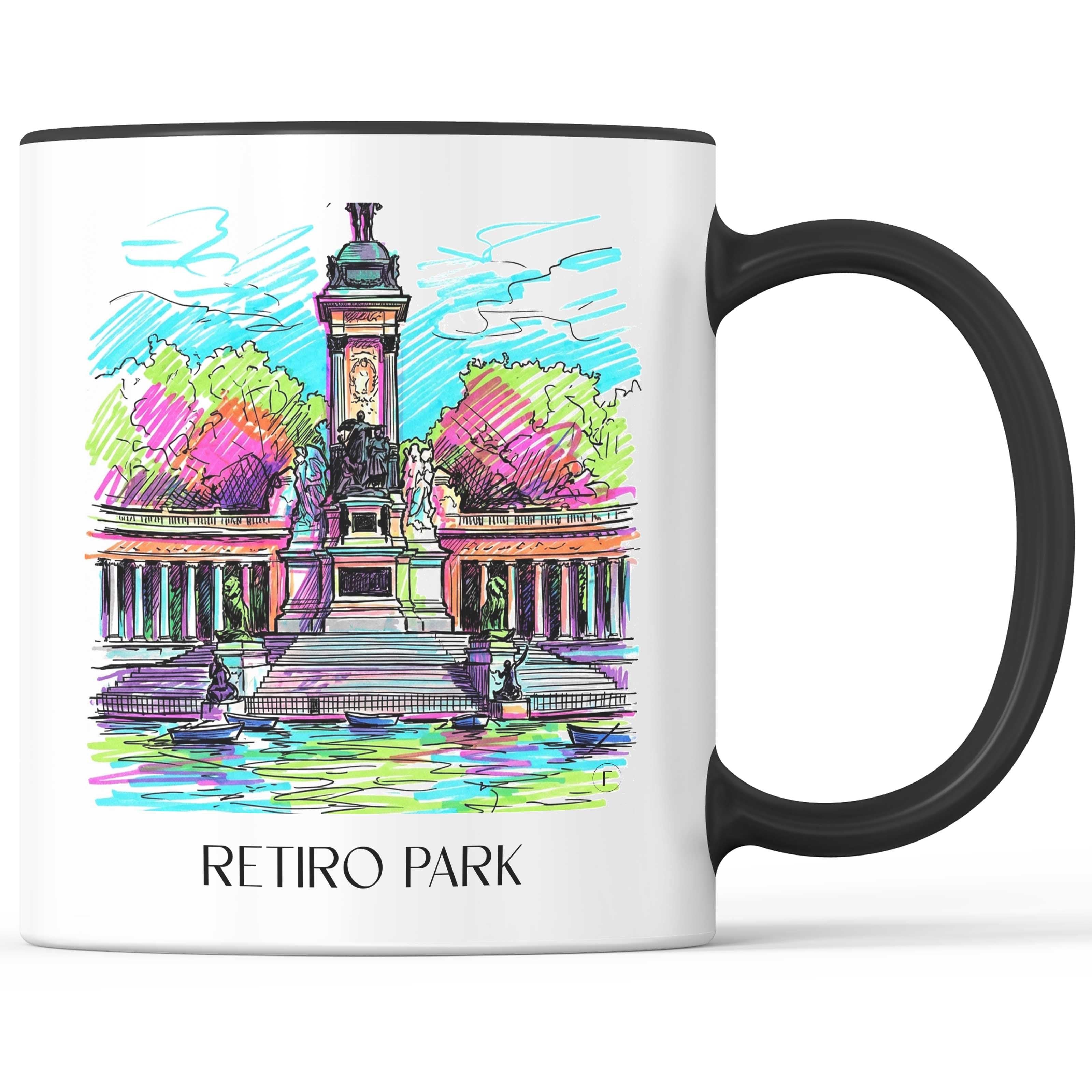 Retiro Park Kaffeebecher - Madrid - Spanien Becher - Kaffeetasse im Tag Graffiti Stil - favplace