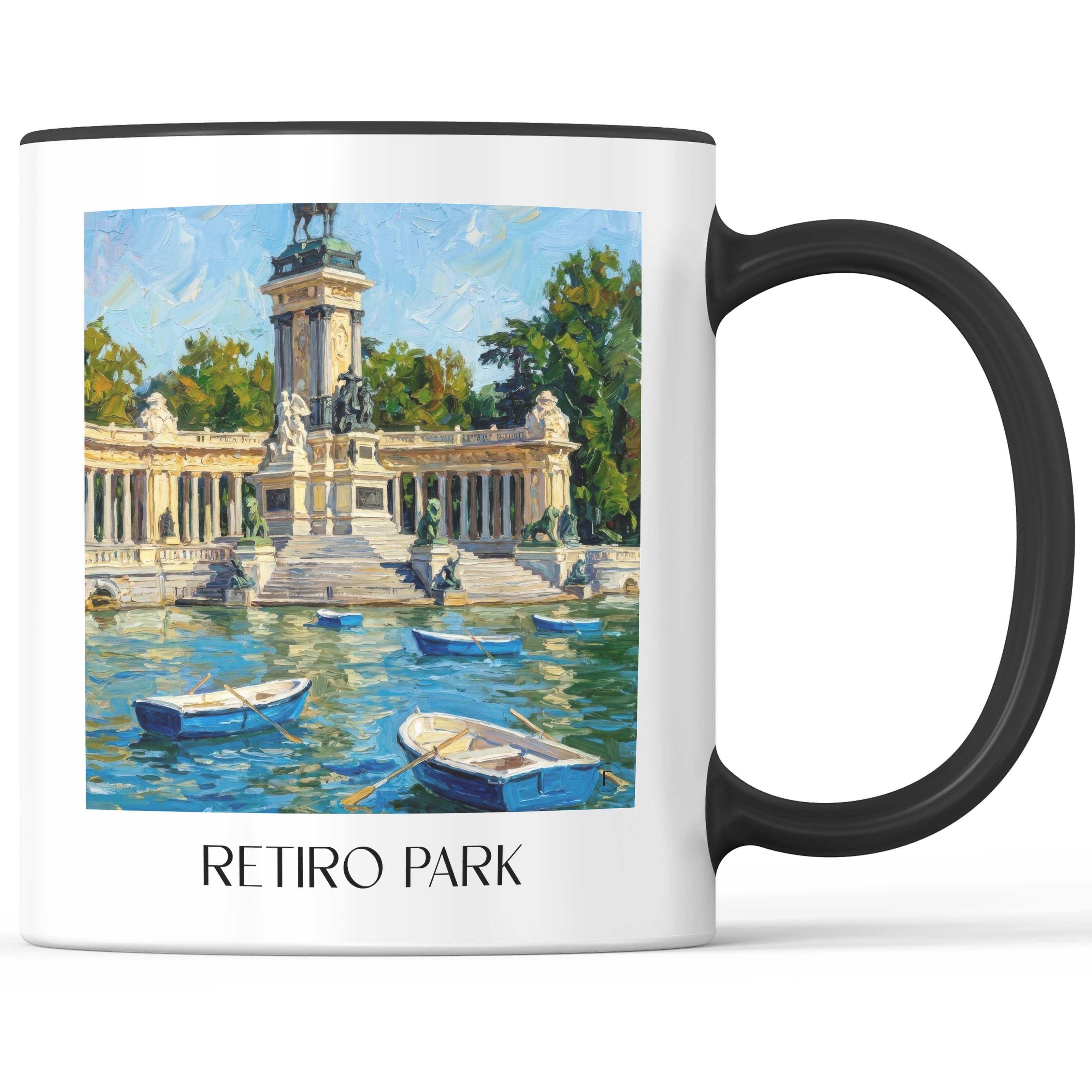 Retiro Park Kaffeebecher - Madrid - Spanien Becher - Kaffeetasse im Ölgemälde Stil - favplace