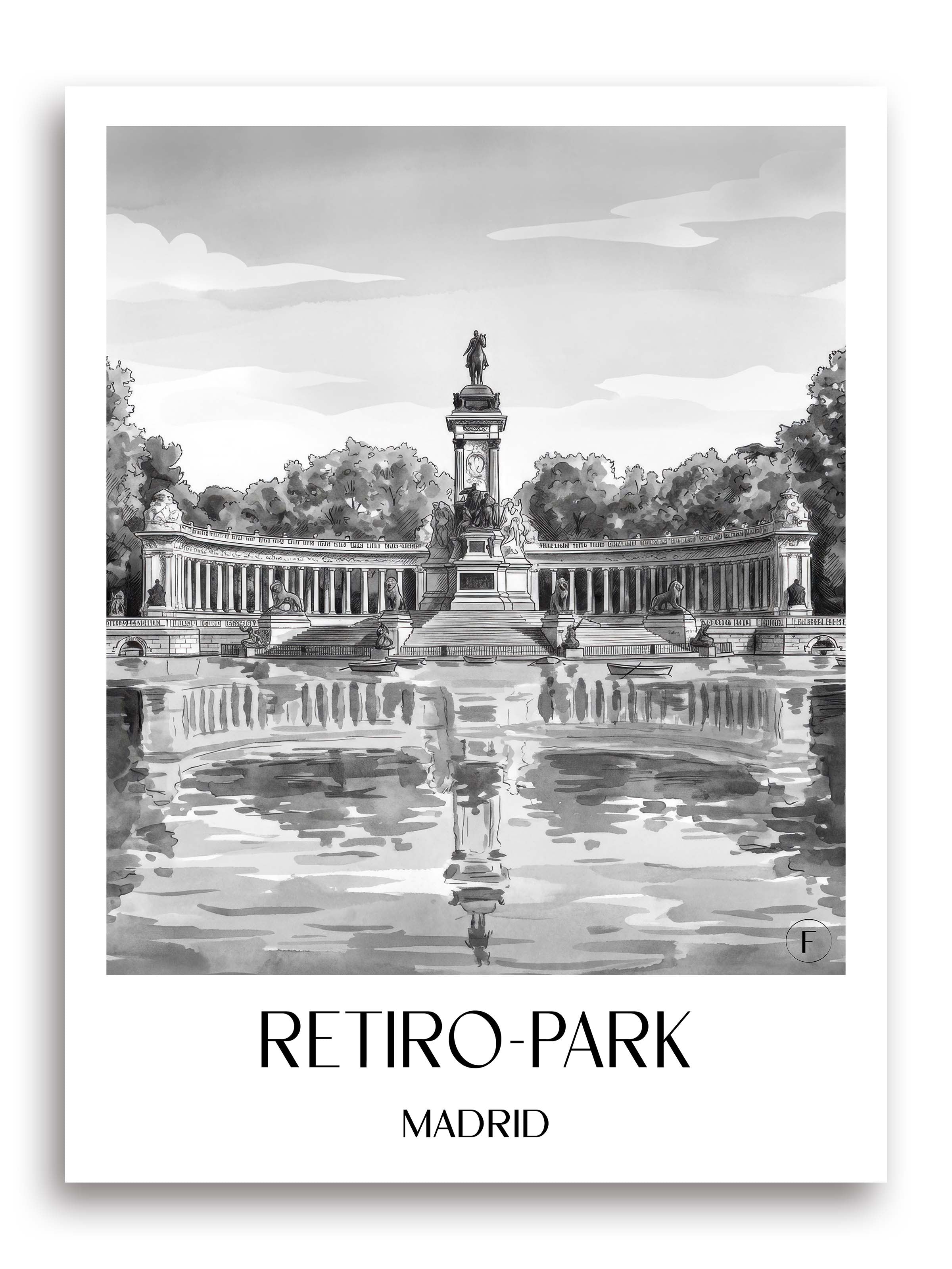 retiro-park-madrid-spanien-poster-aquarell-schwarz-weiss